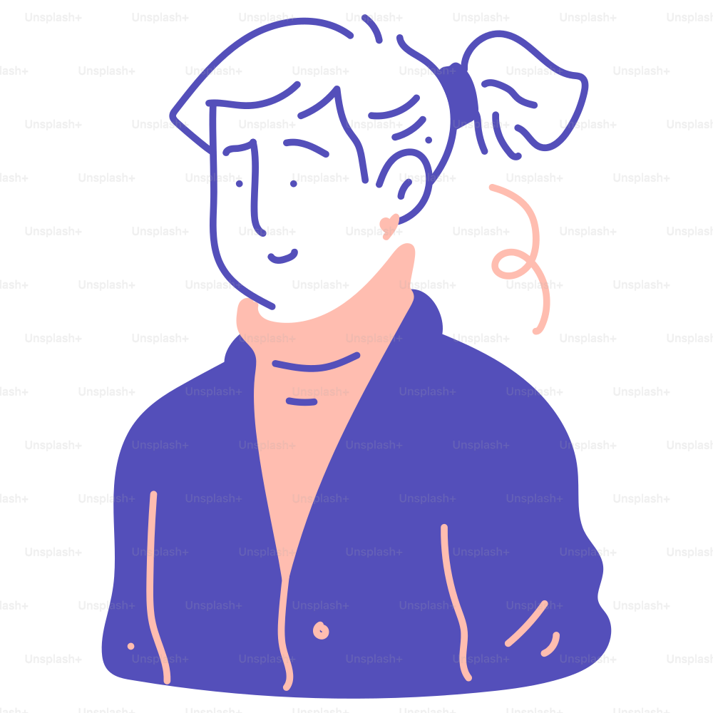 Un disegno di una persona con una coda di cavallo