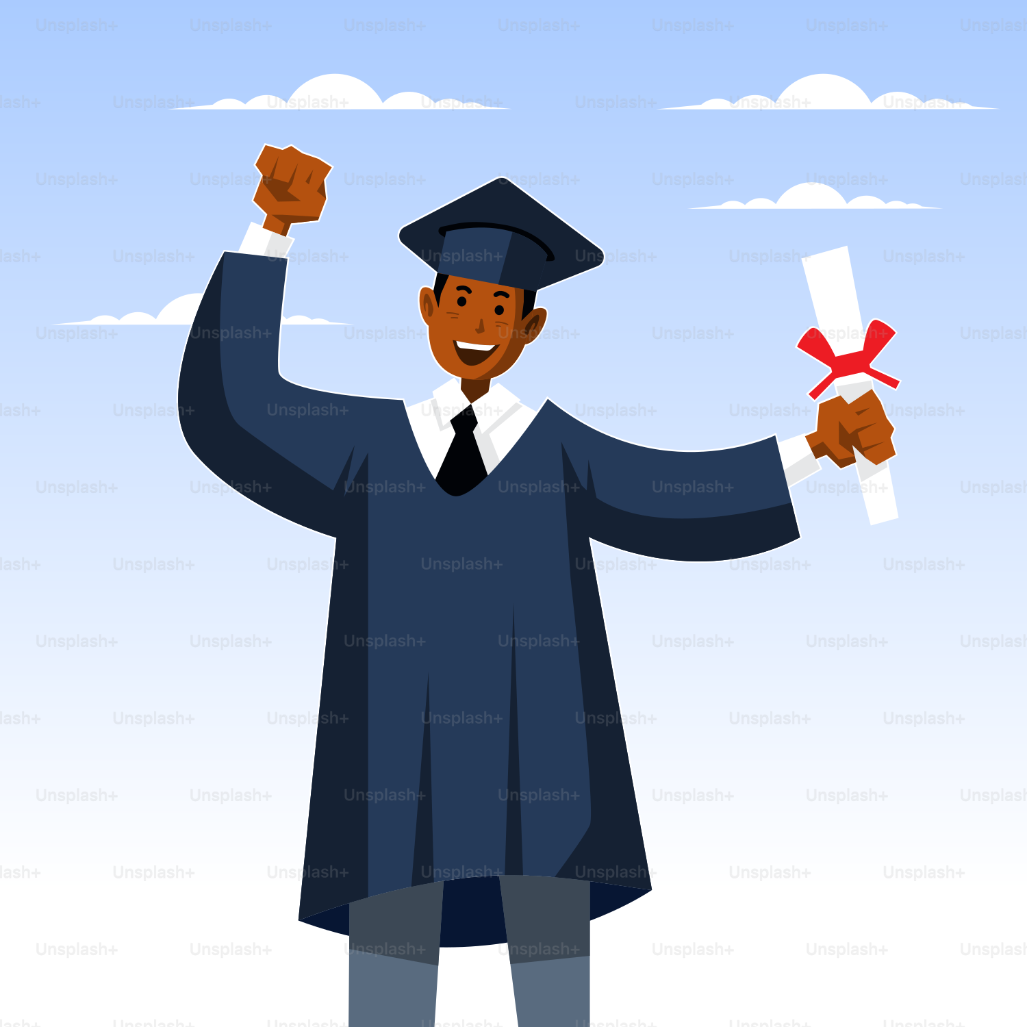 A man in a graduation gown holding a diploma