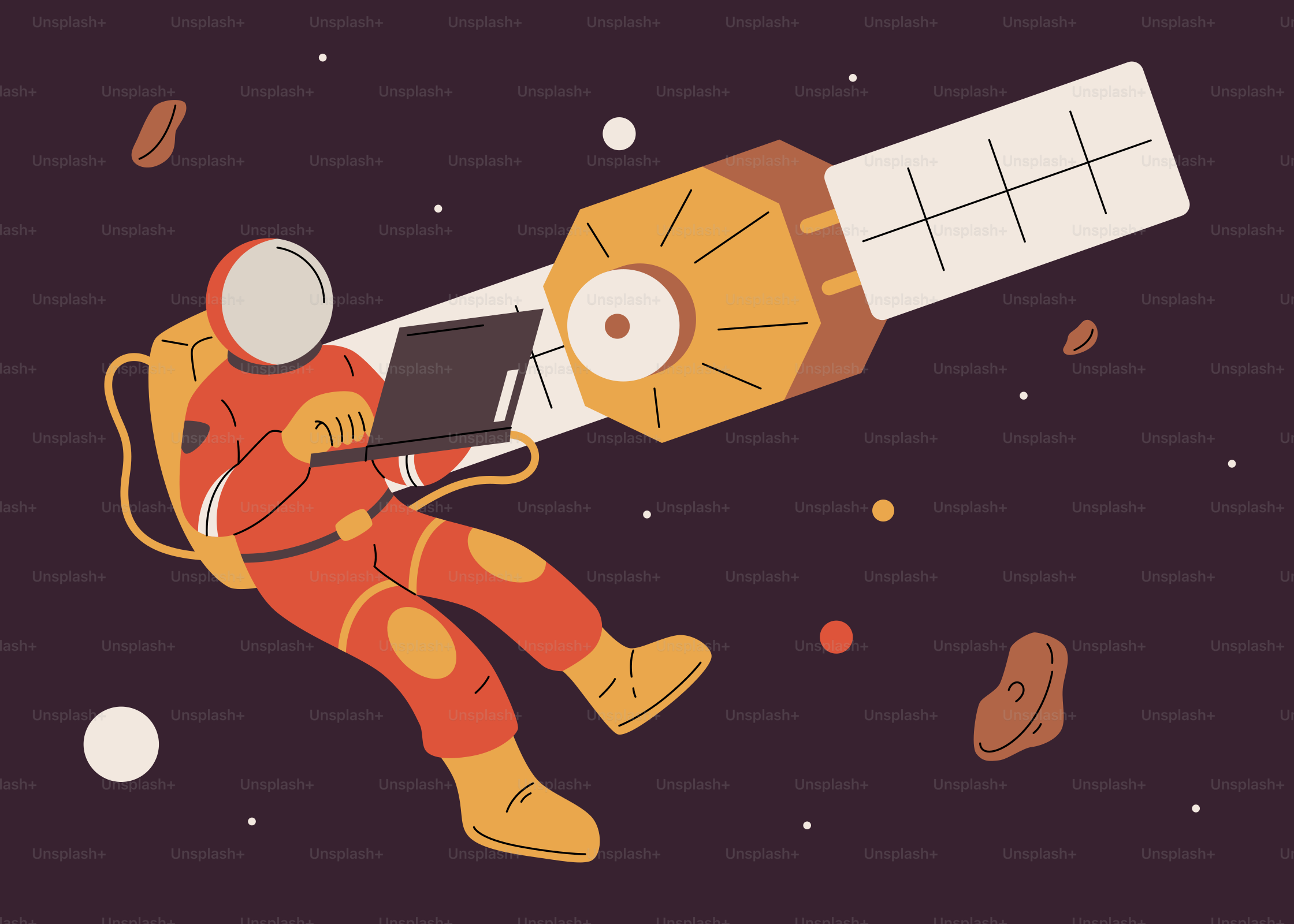 Una caricatura de un astronauta flotando en el espacio