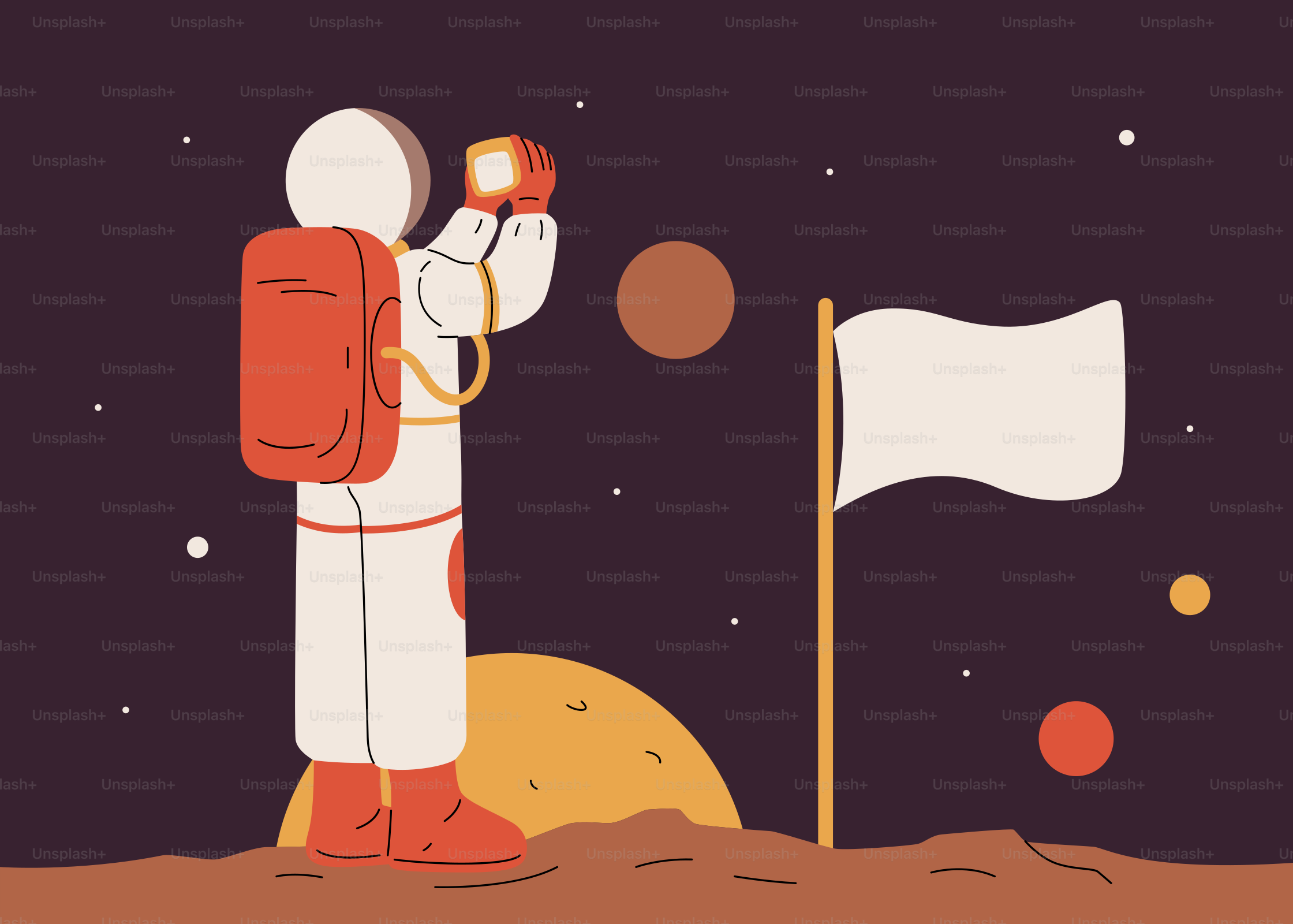 An astronaut on the moon with a flag
