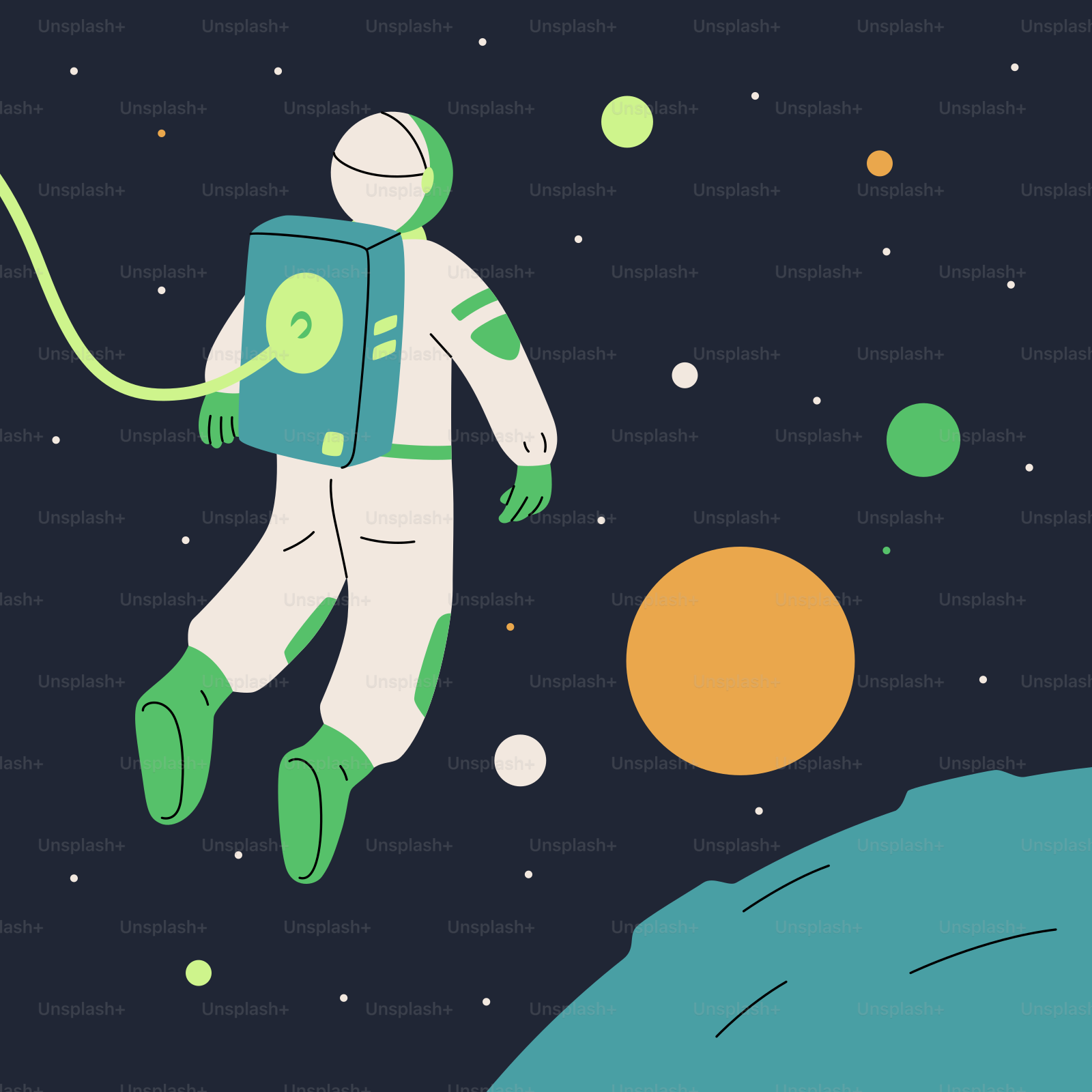 A man in a space suit floating in the air