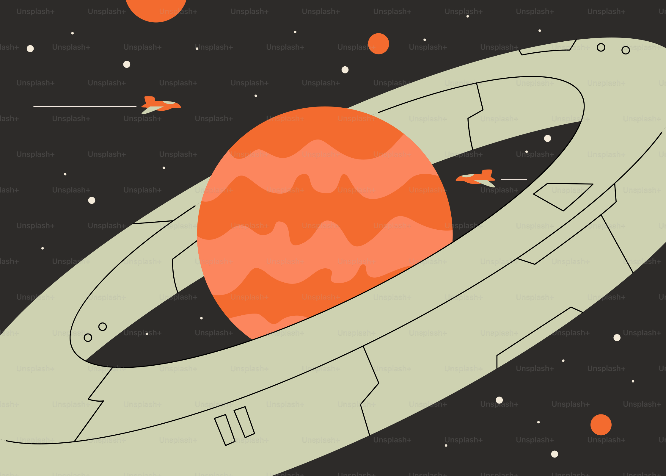 An image of a space ship flying through the sky