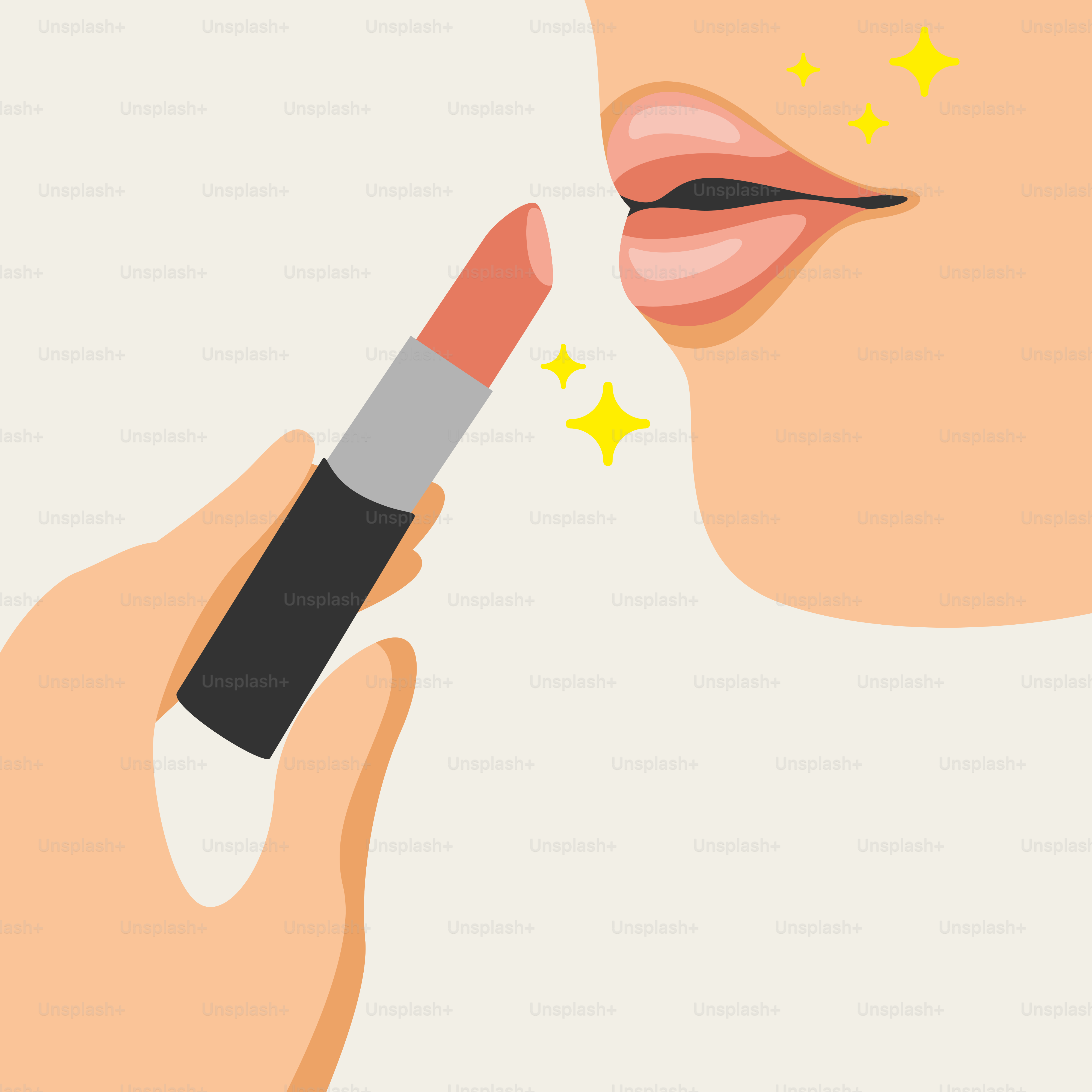 A woman putting a star on her lip