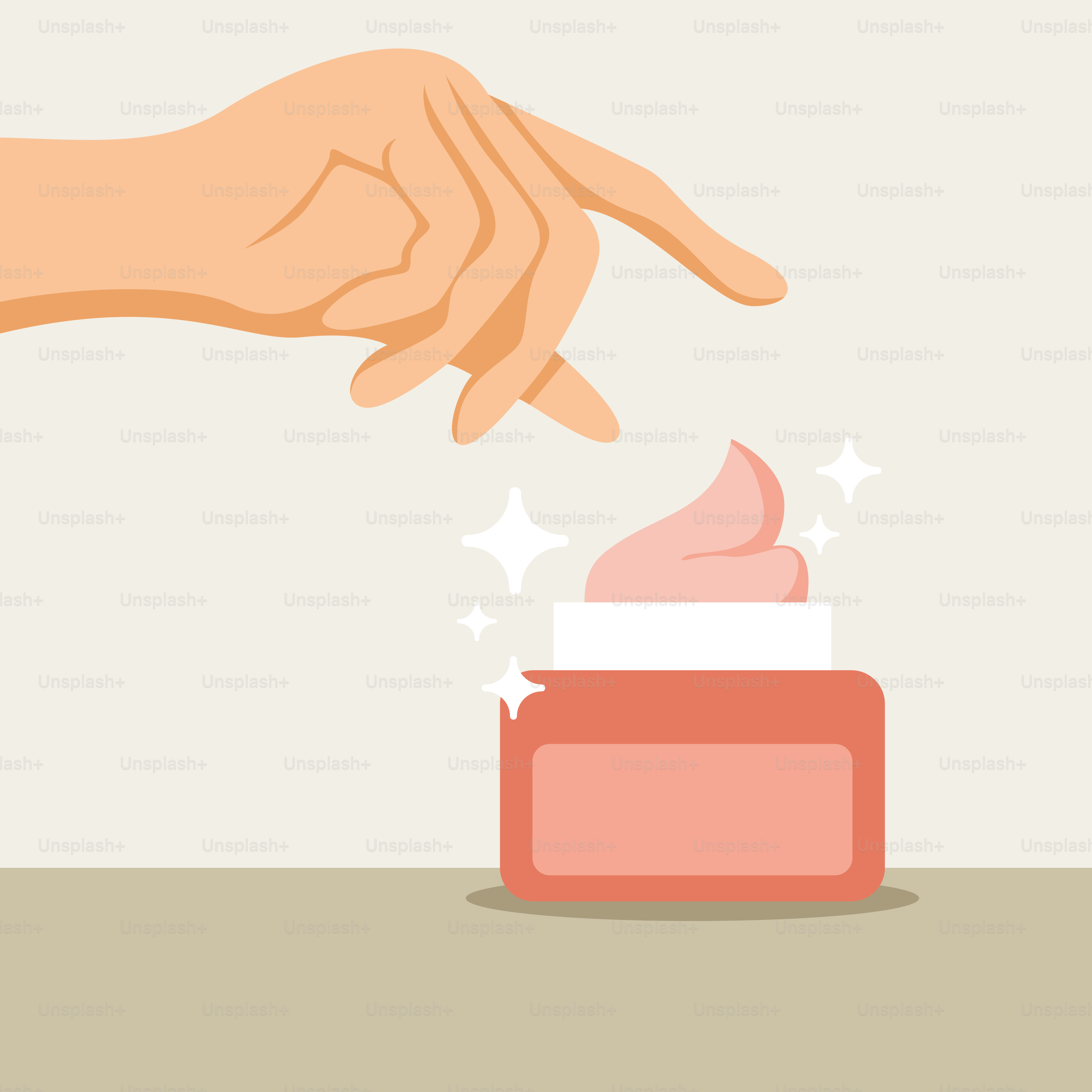 A hand reaching for a jar of cream on a table
