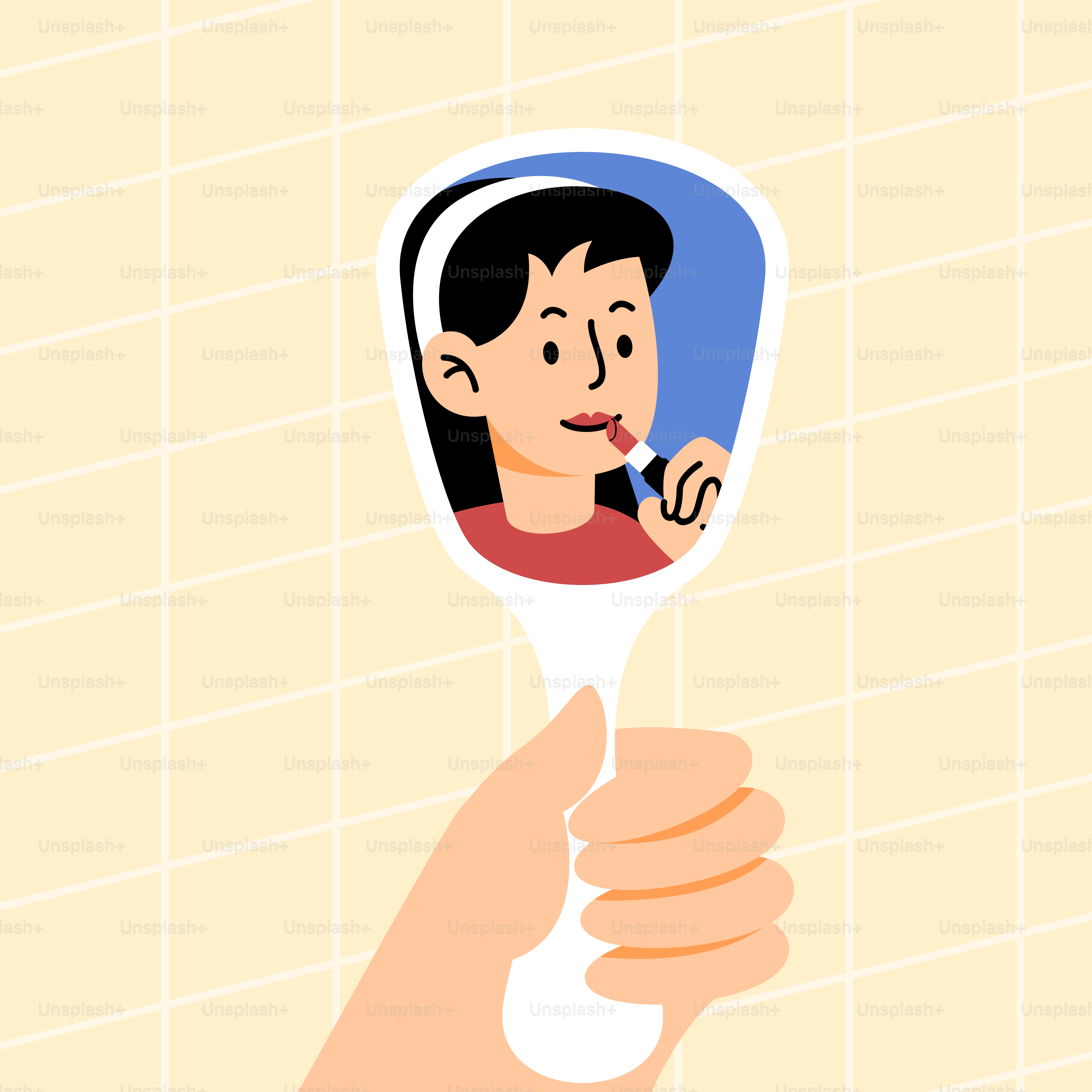 A hand holding a mirror with a picture of a man on it vector – Mirror ...