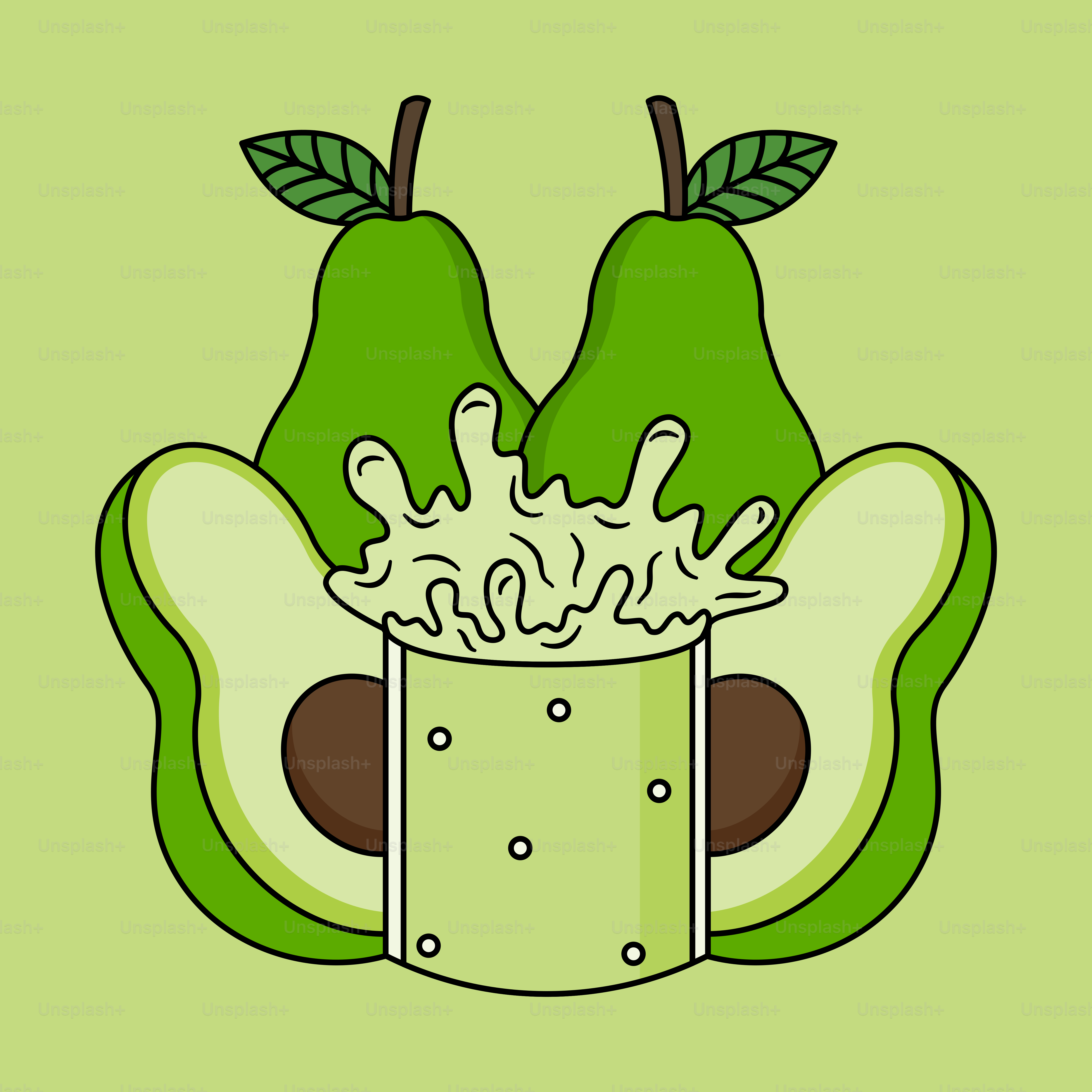 An avocado with a glass of milk in it