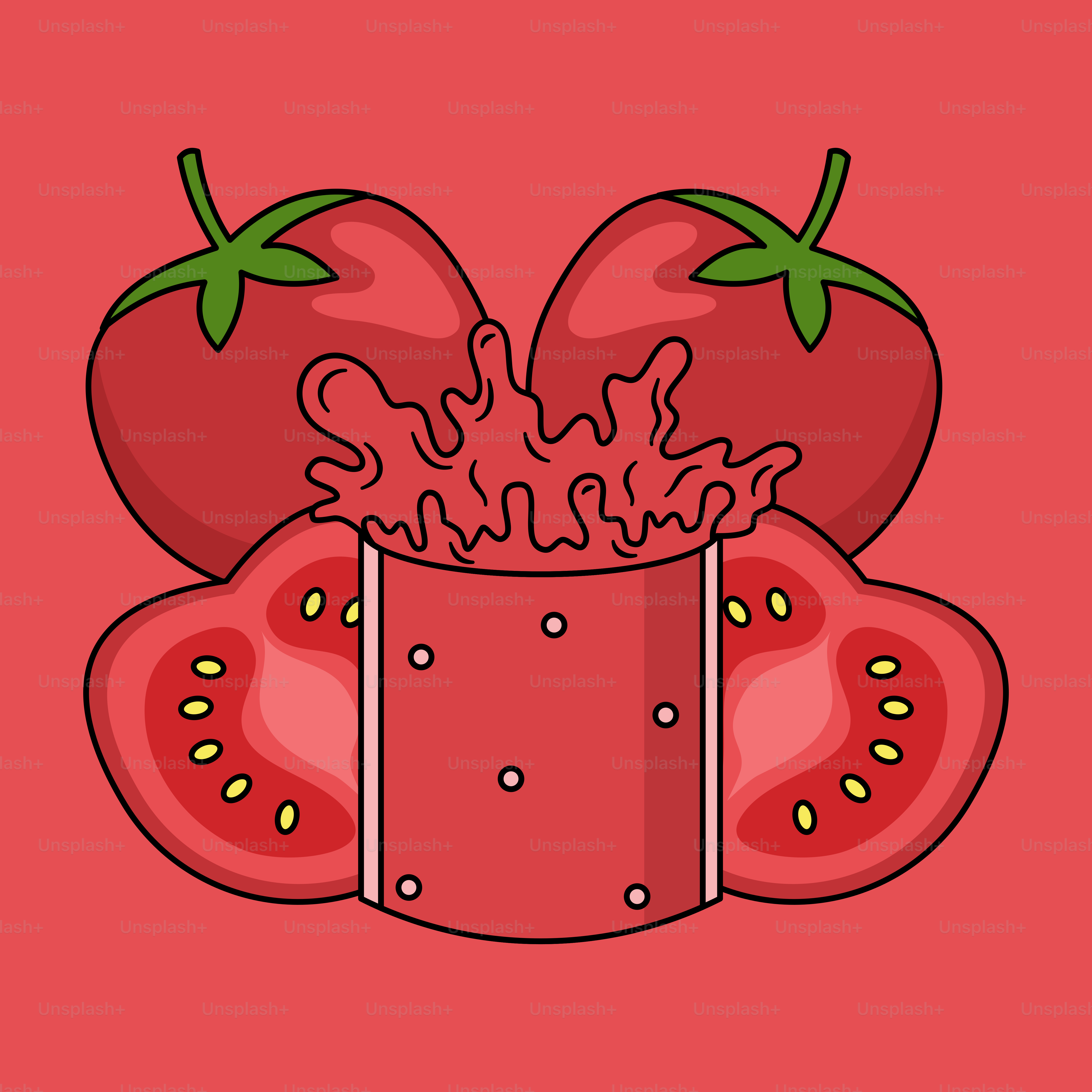 A bunch of tomatoes on a pink background