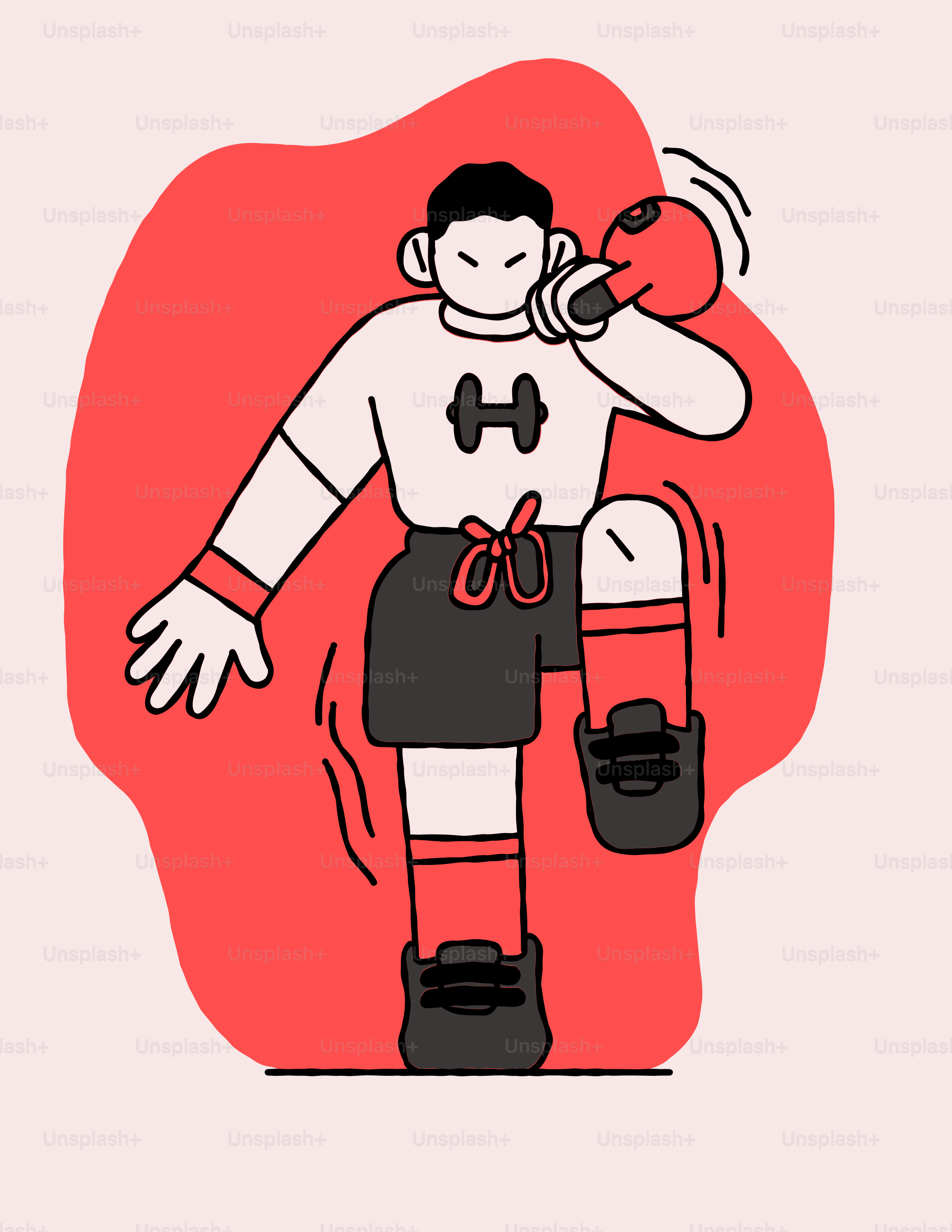 A man with boxing gloves on talking on a cell phone