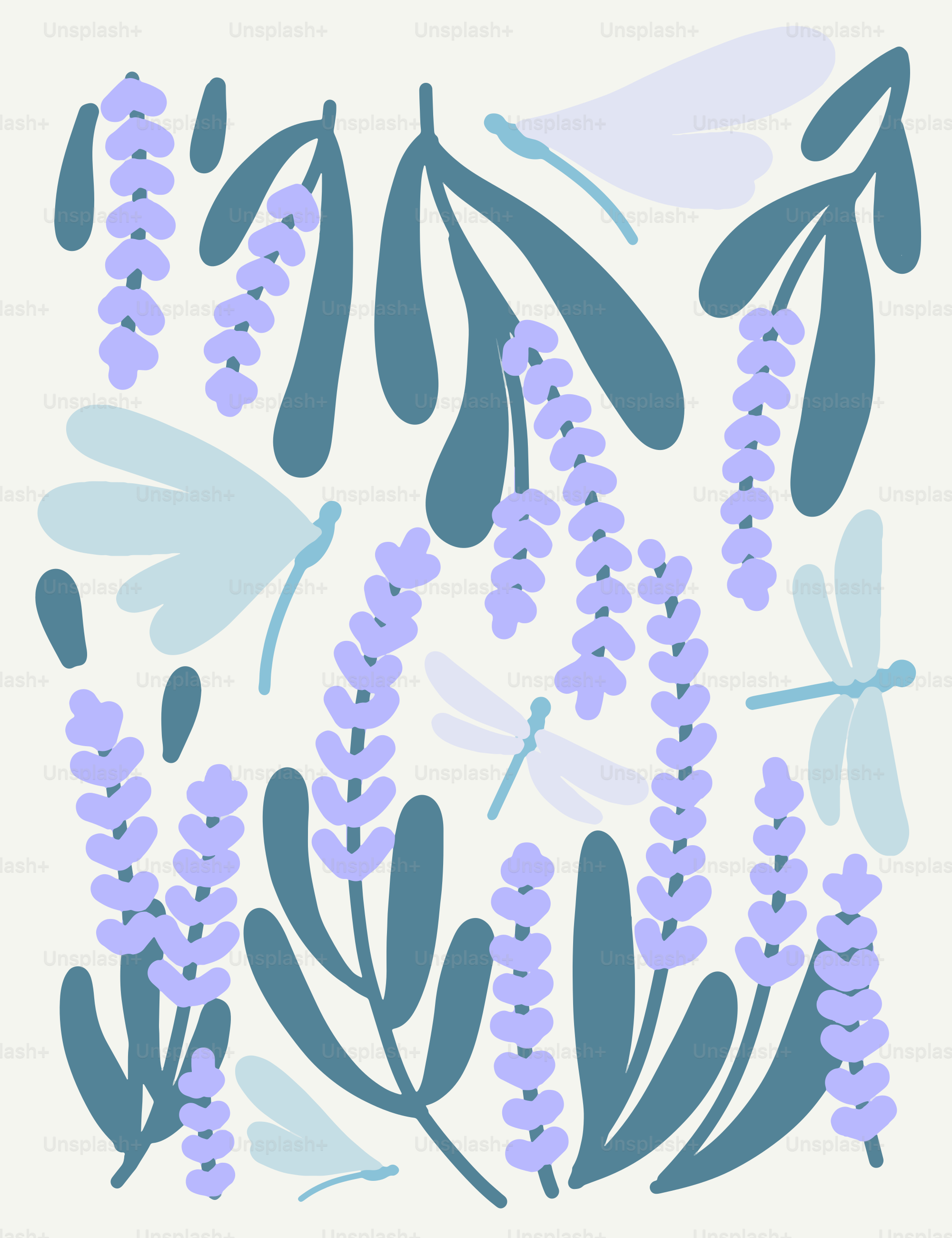 A picture of a bunch of purple flowers on a white background