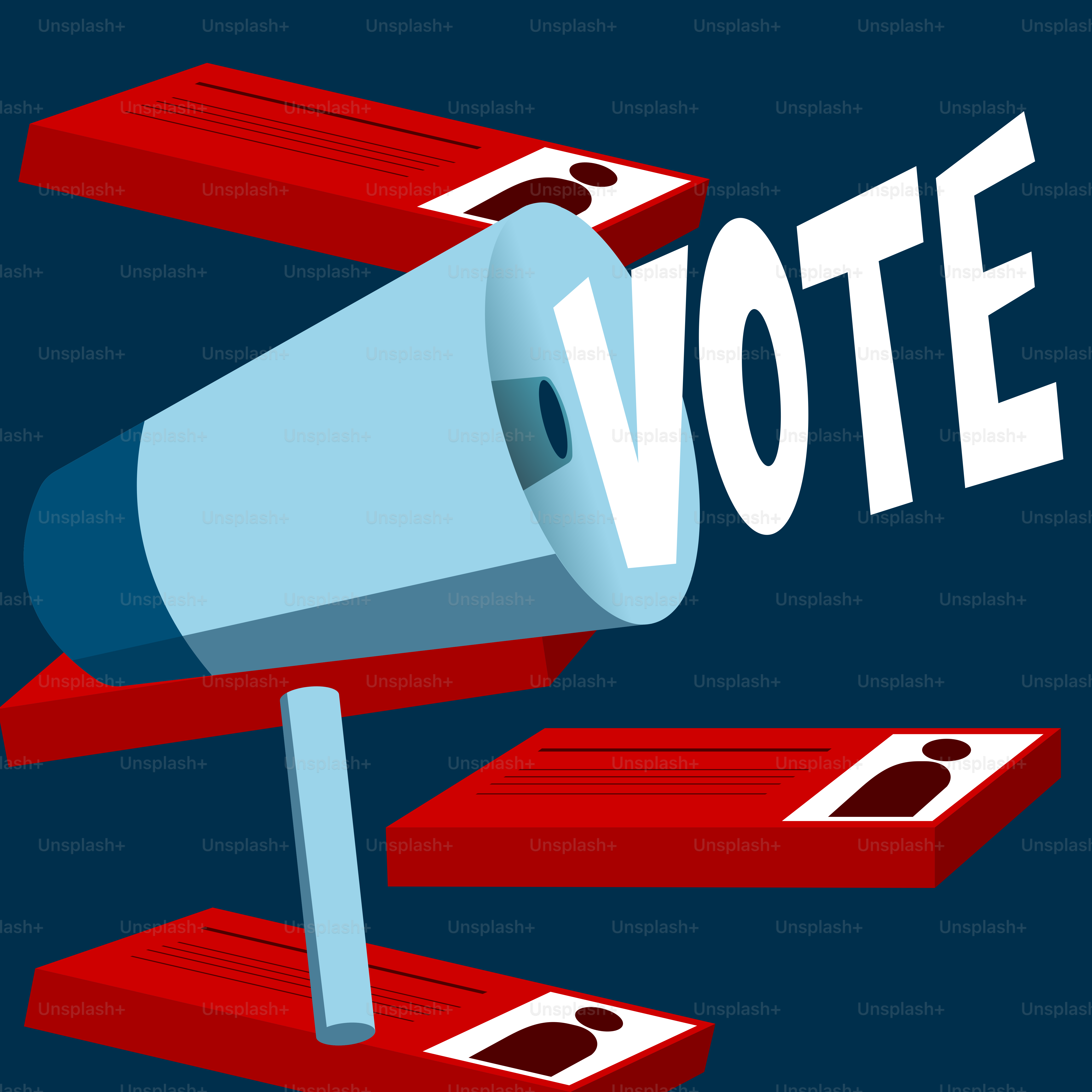 A red and white sign with a megaphone in the middle of it