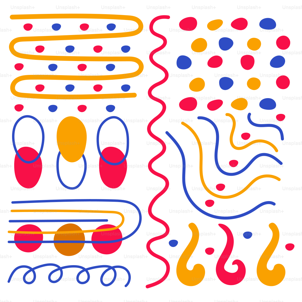 A drawing of different shapes and colors on a white background