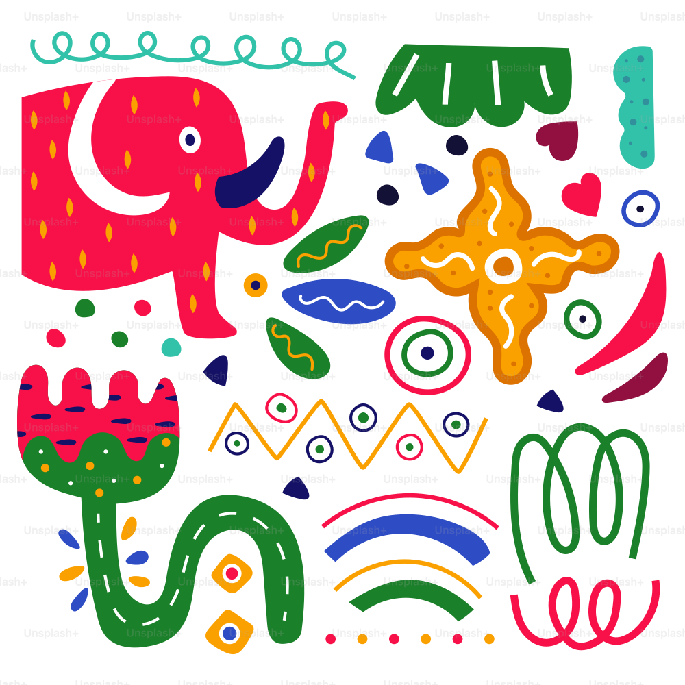 Un dessin d’un éléphant et d’une étoile de mer