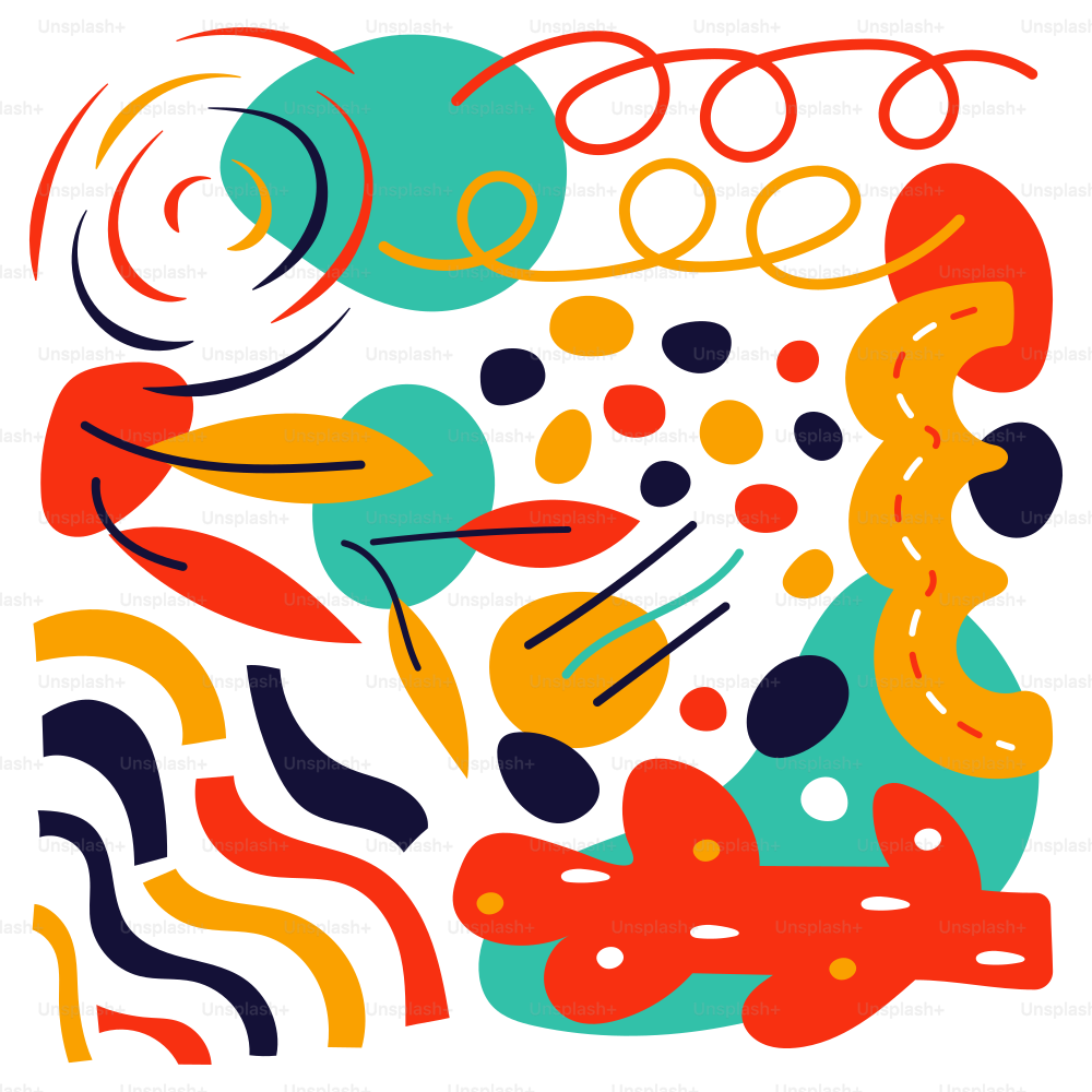 Ein Bild eines farbenfrohen, abstrakten Designs auf weißem Hintergrund