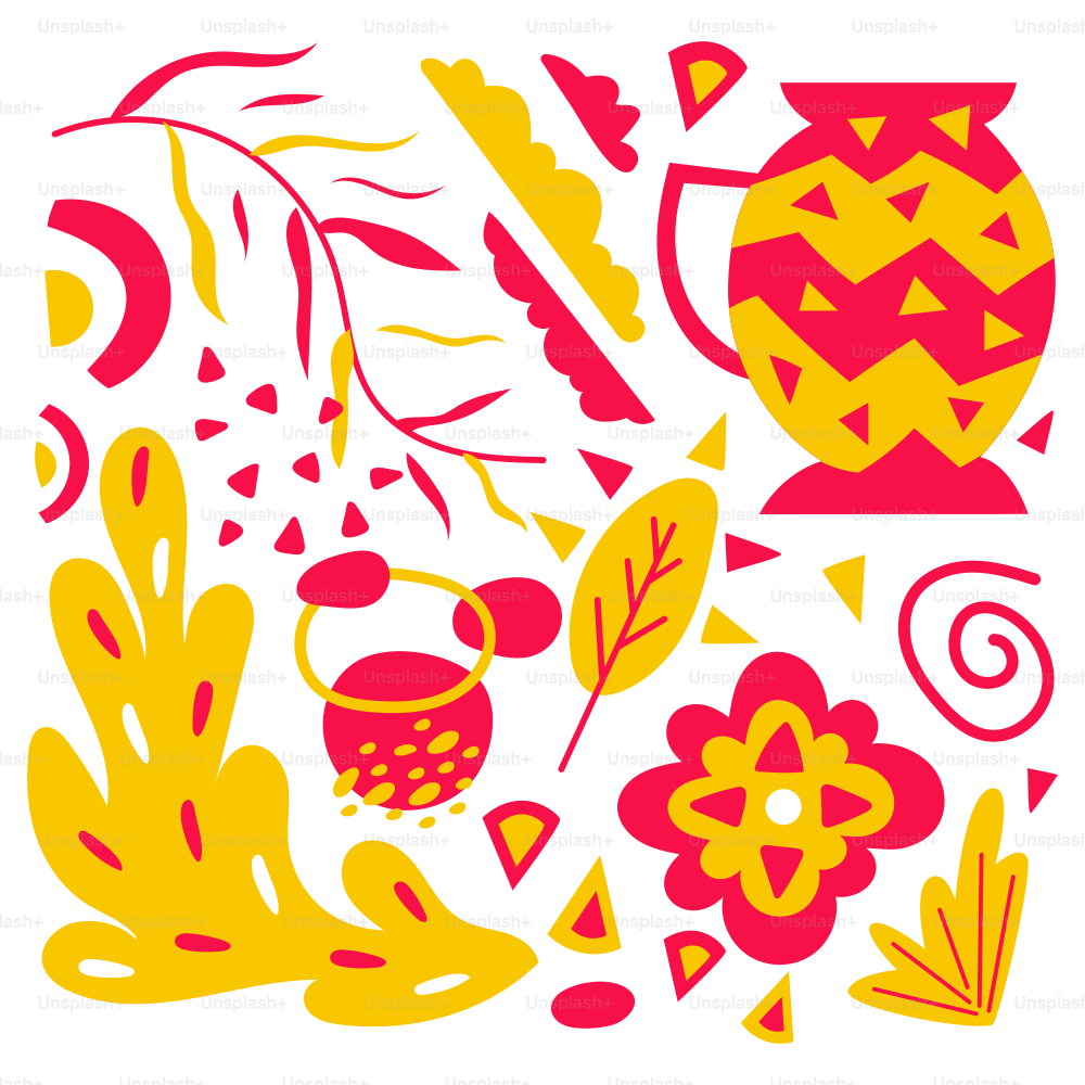 Un motif rouge et jaune sur fond blanc
