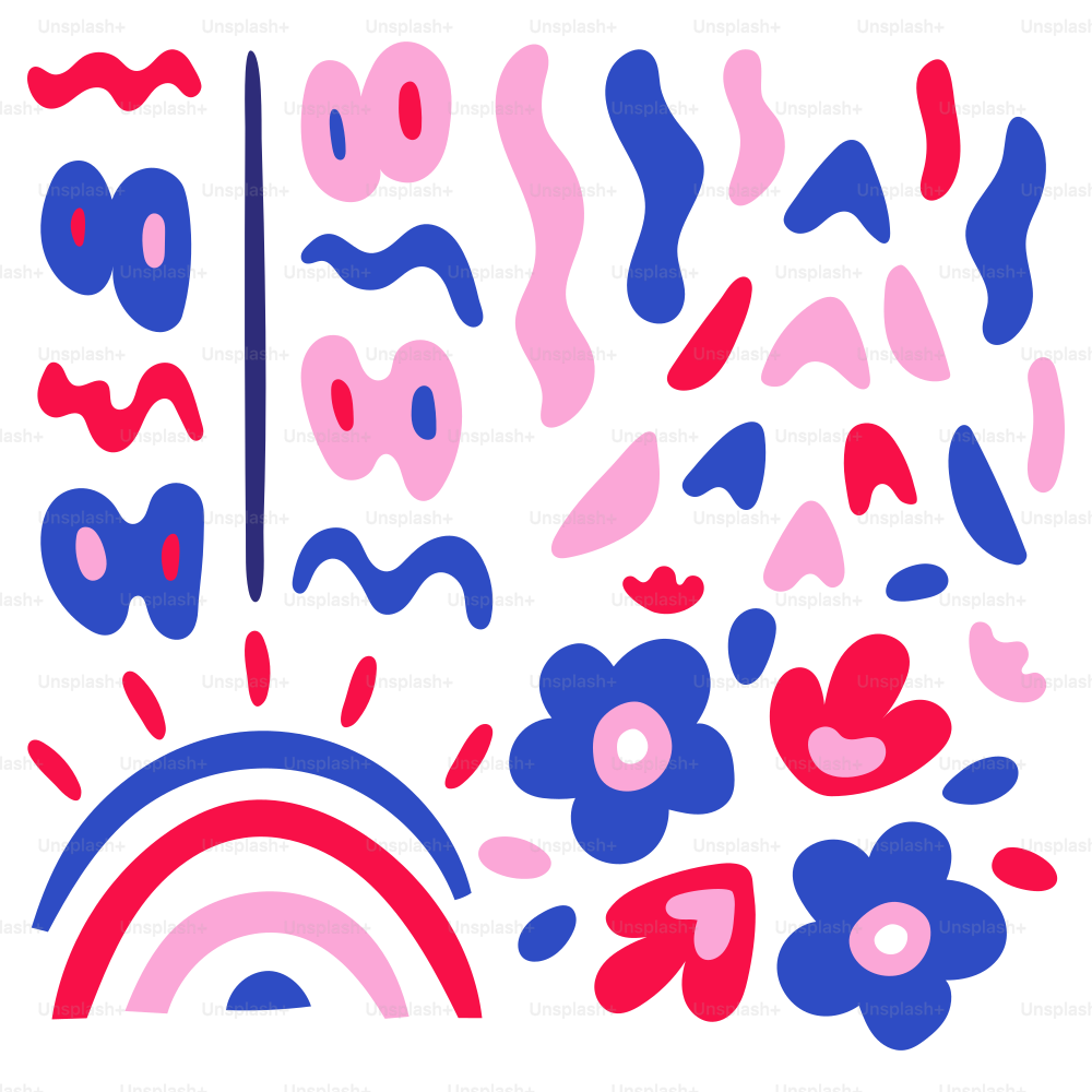 A drawing of a rainbow and flowers on a white background