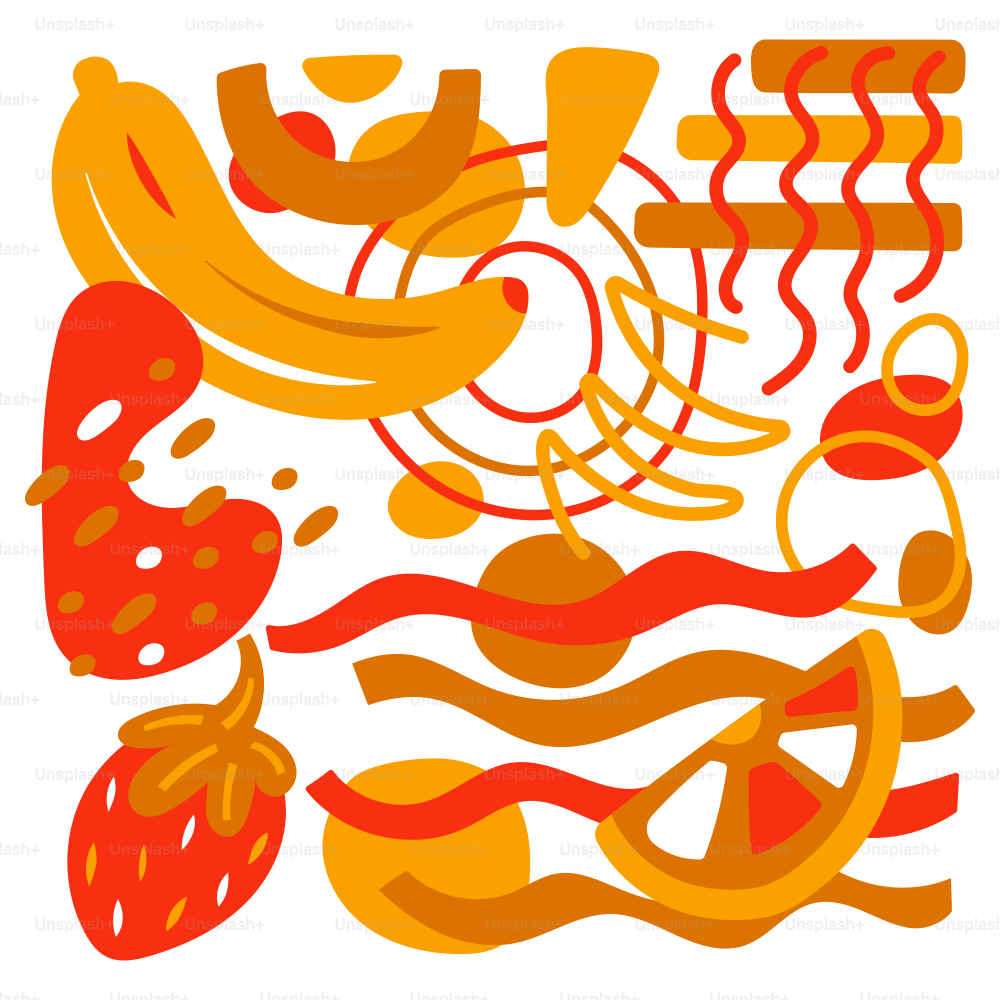 A bunch of different types of food on a white background