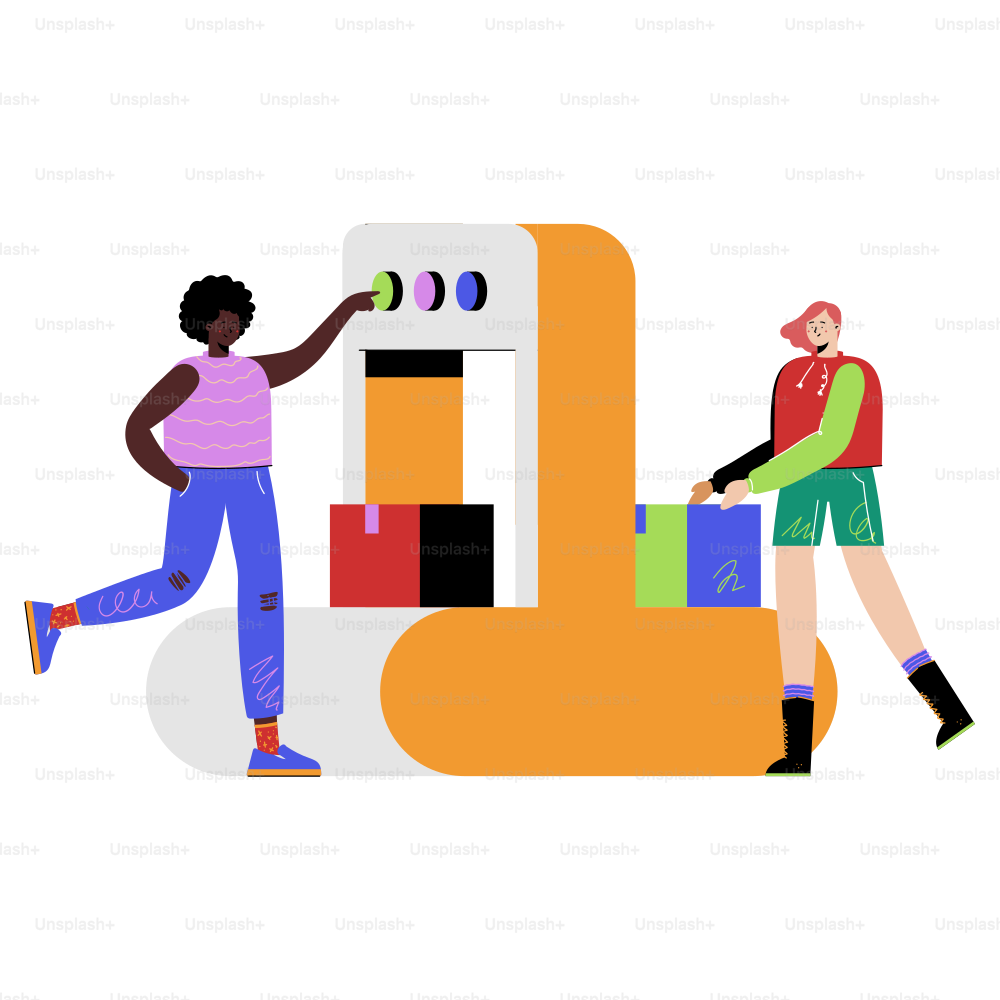 A group of people standing around a machine