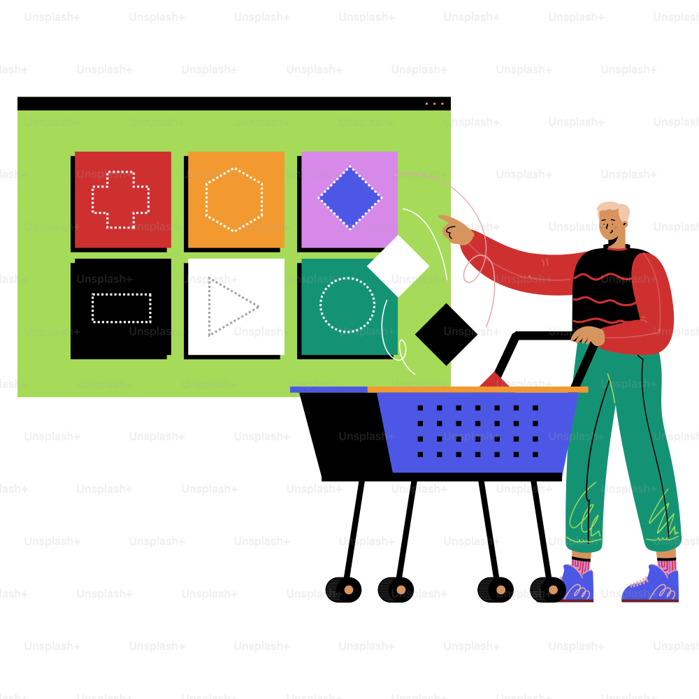 A man standing next to a shopping cart