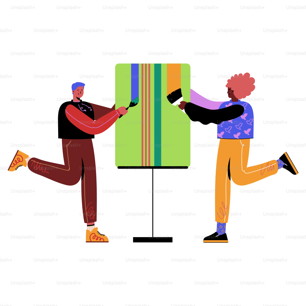 Two people standing next to each other near a sign