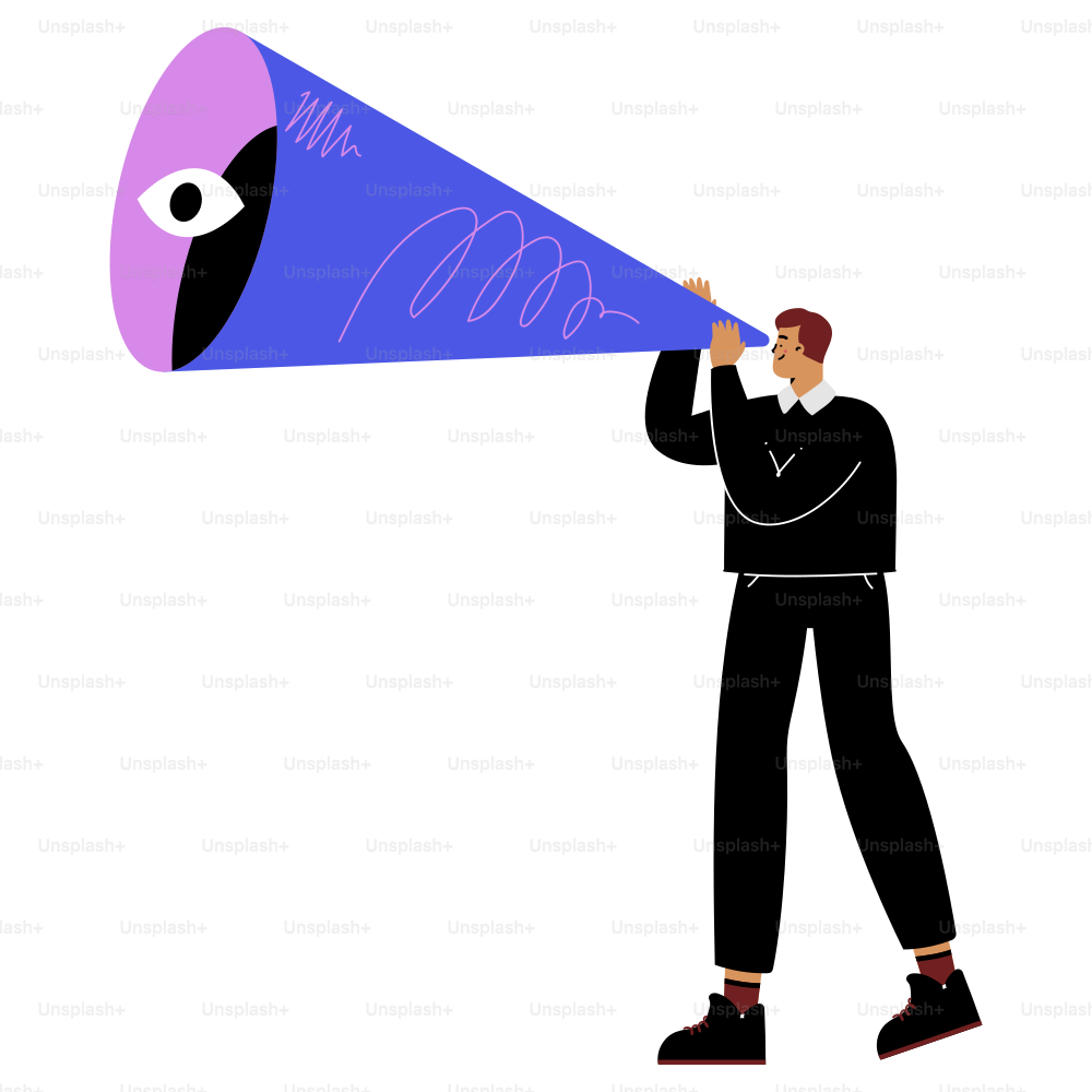 A man with a megaphone in his hand