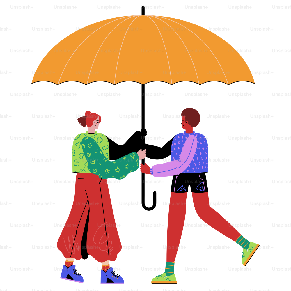 A couple of people that are holding an umbrella
