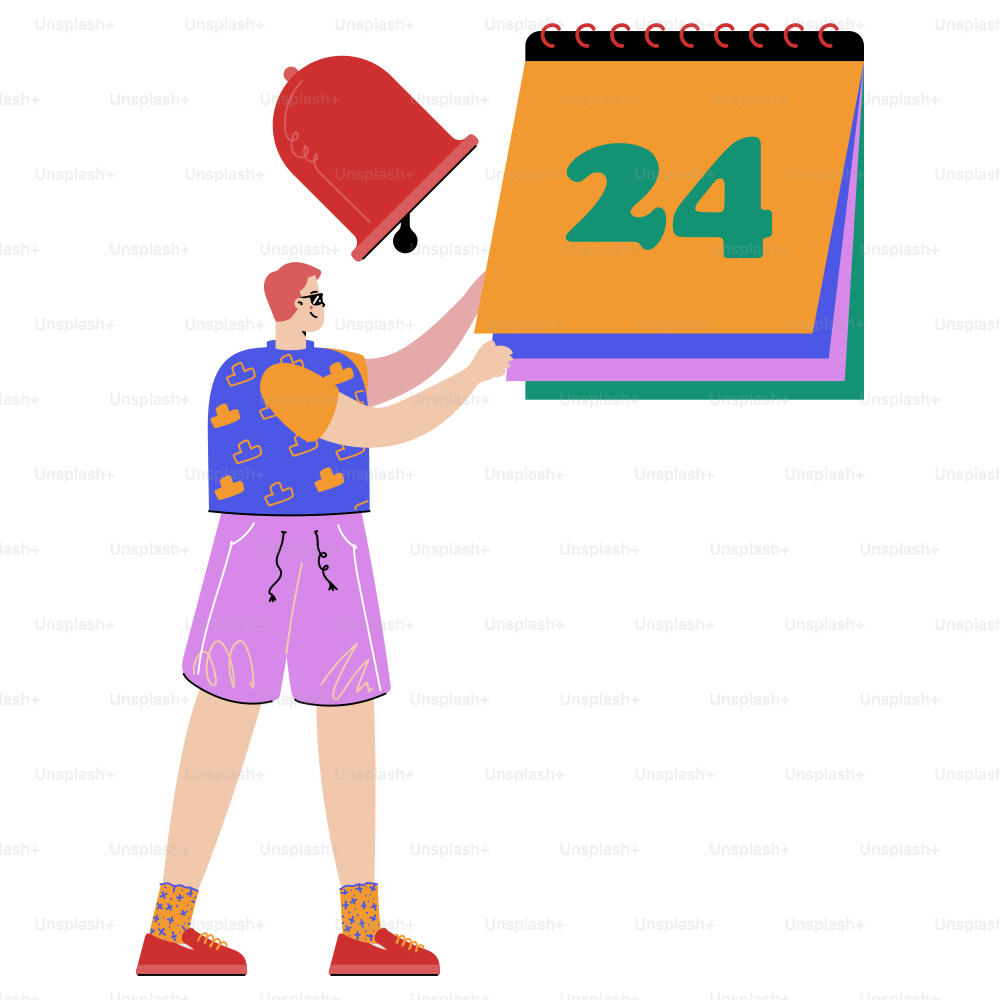 A person holding a calendar with the number twenty four on it