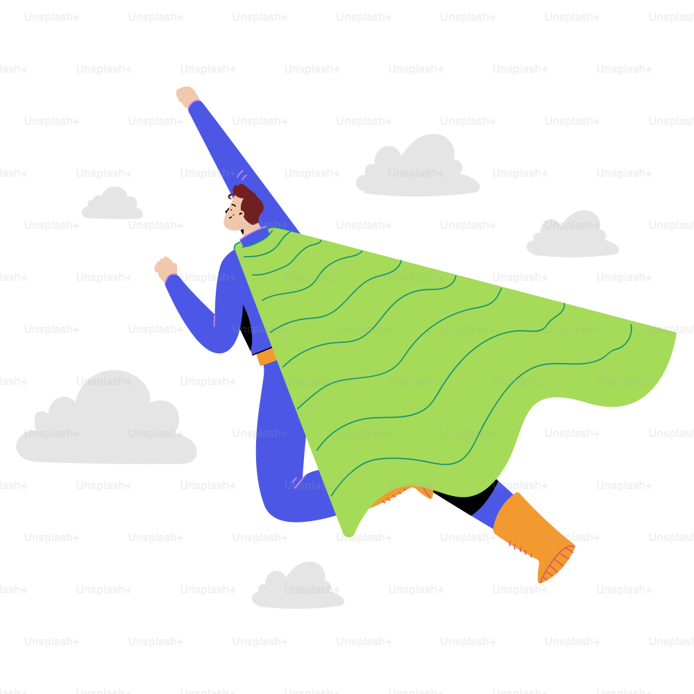A man in a green cape flying through the air
