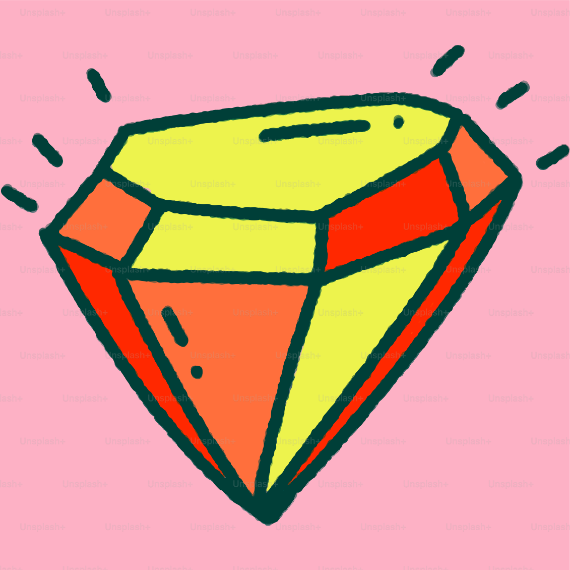 A drawing of a diamond on a pink background