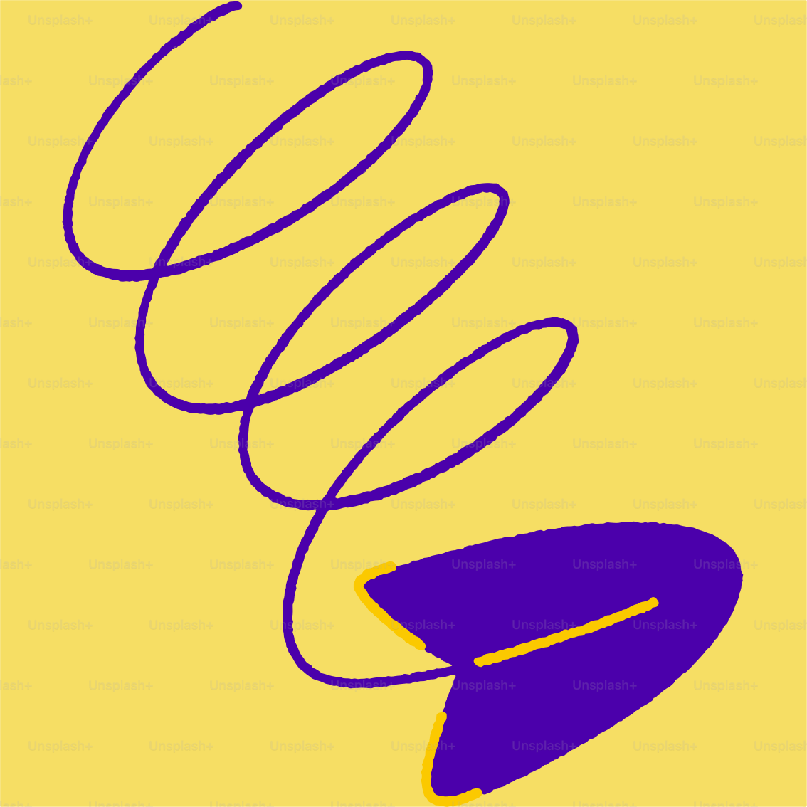 Un dessin d’un objet violet sur fond jaune