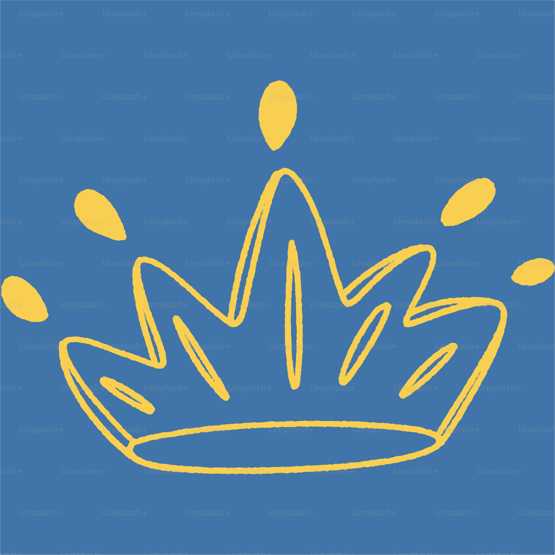 A yellow crown on a blue background