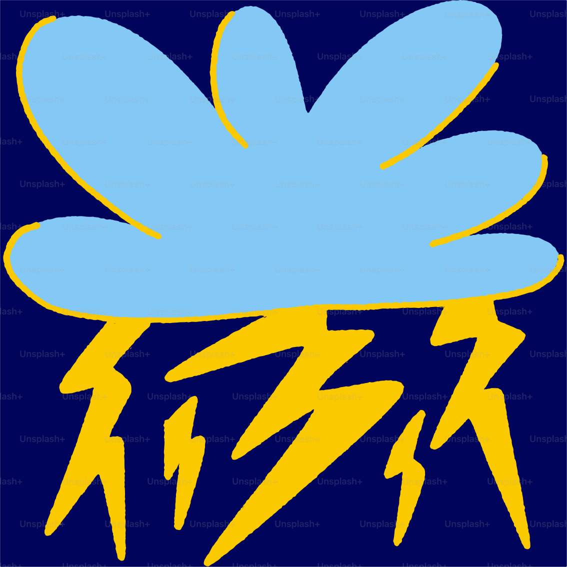 Un logo azul y amarillo con rayos