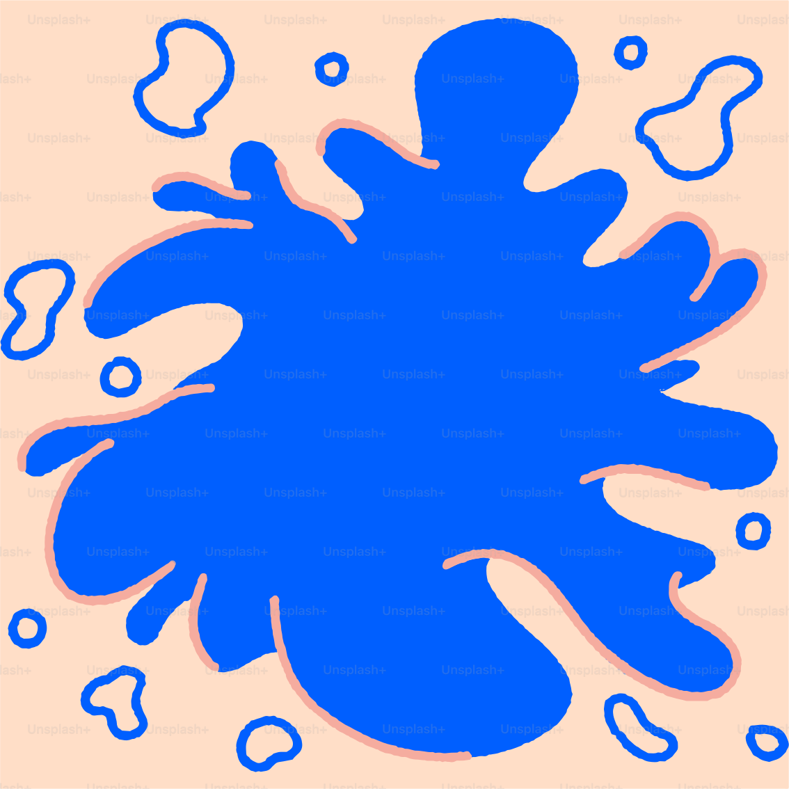 A blue ink splattered on a pink background