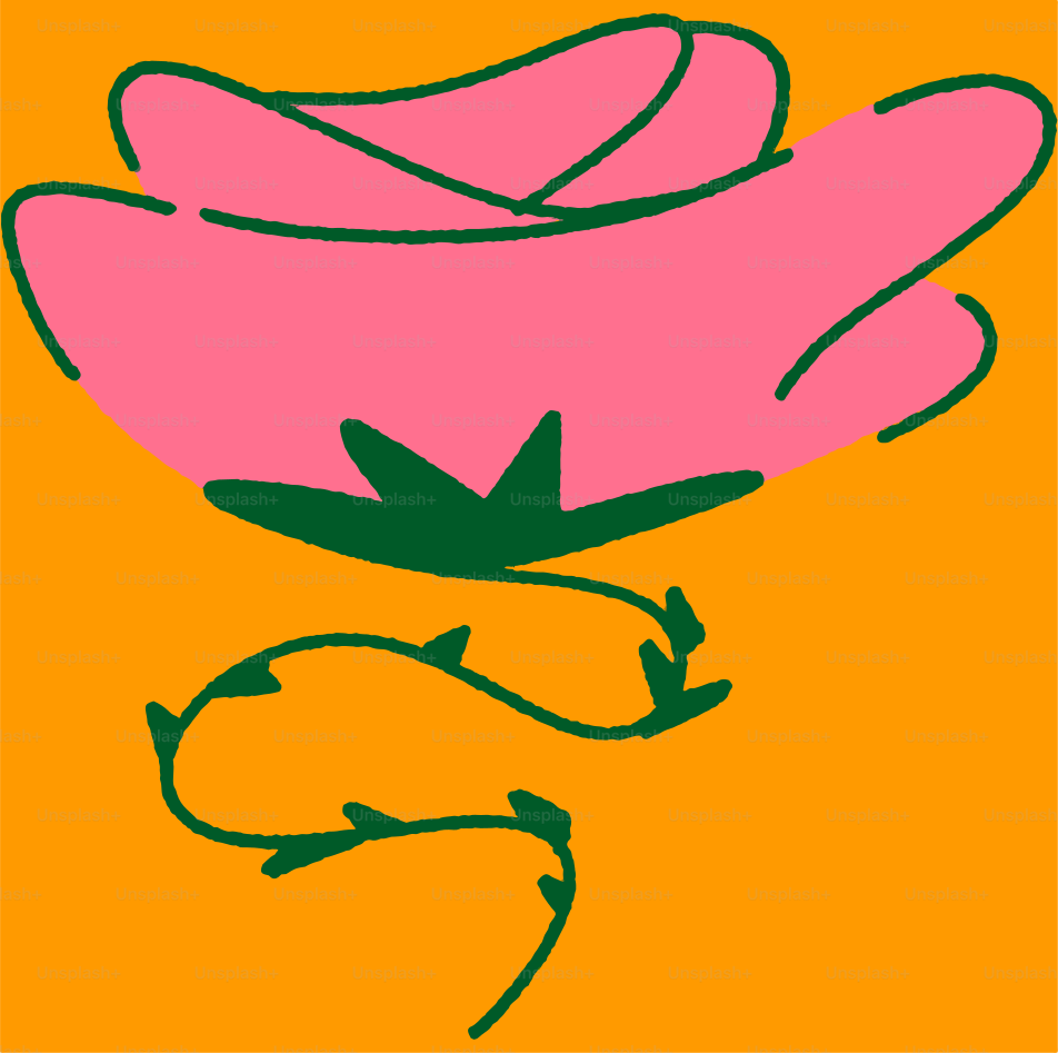 Un dessin d’une fleur rose sur fond jaune