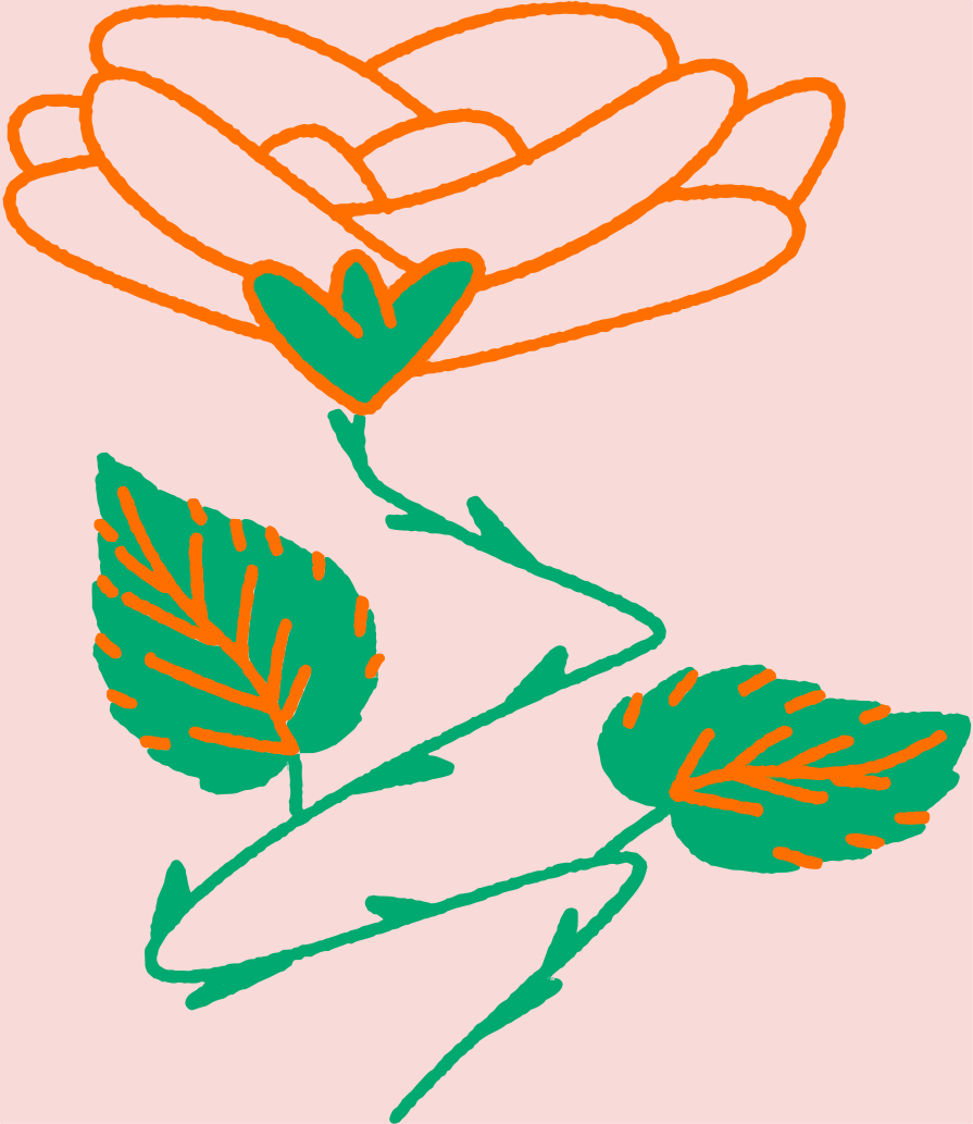 Eine Zeichnung einer Blume auf rosa Hintergrund