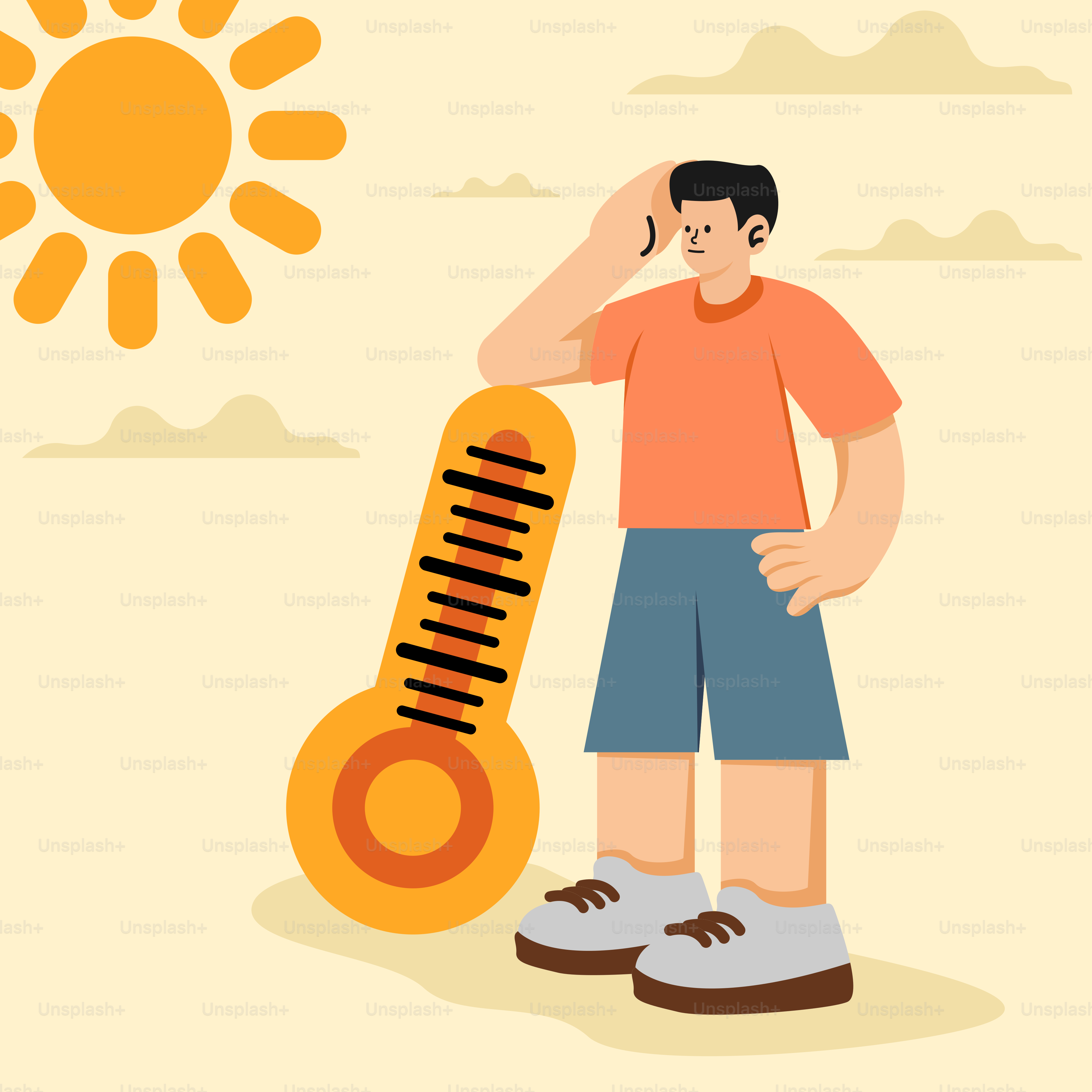 Ein Mann, der neben einem großen orangefarbenen Gegenstand steht