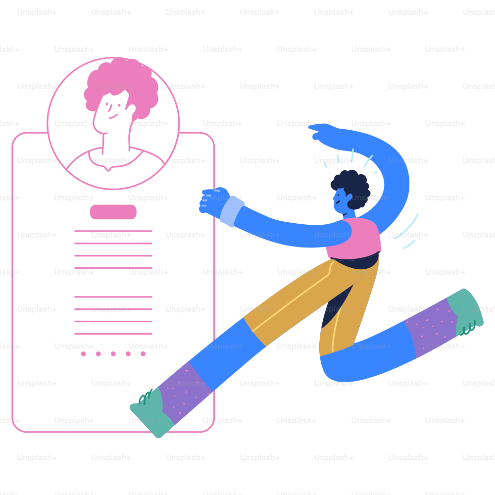 Ein Mann rennt neben einem Zettel mit einem Bild darauf