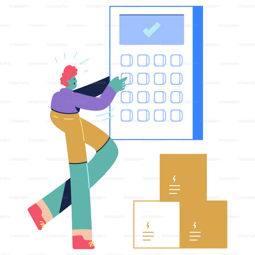 Eine Person, die vor einem Taschenrechner steht