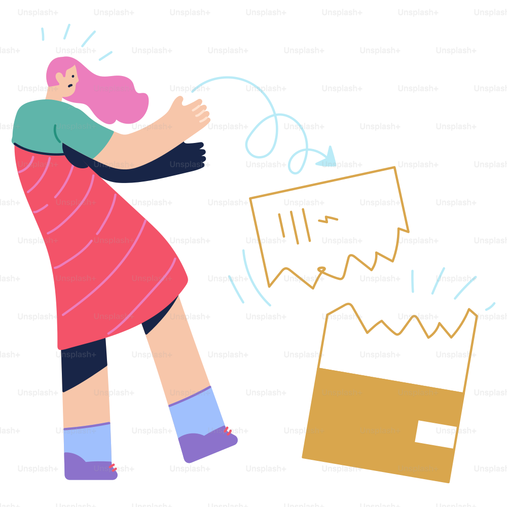 A woman standing next to a cardboard box