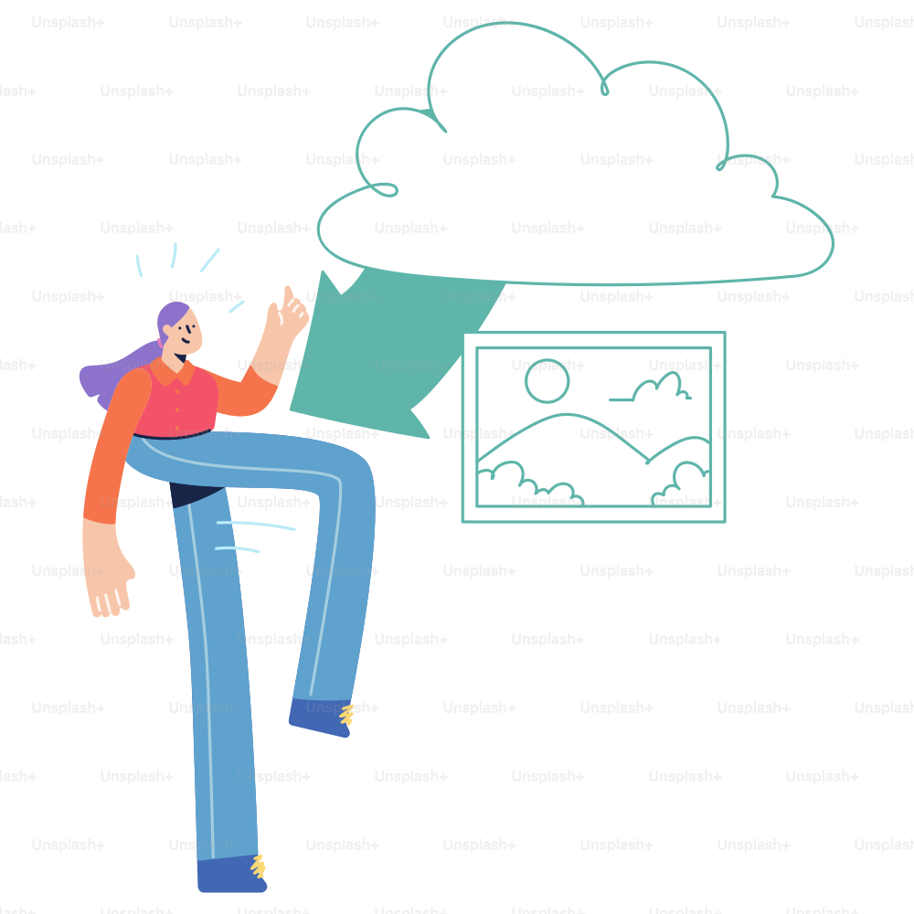 Ein Mann, der vor einer Zeichnung einer Wolke steht