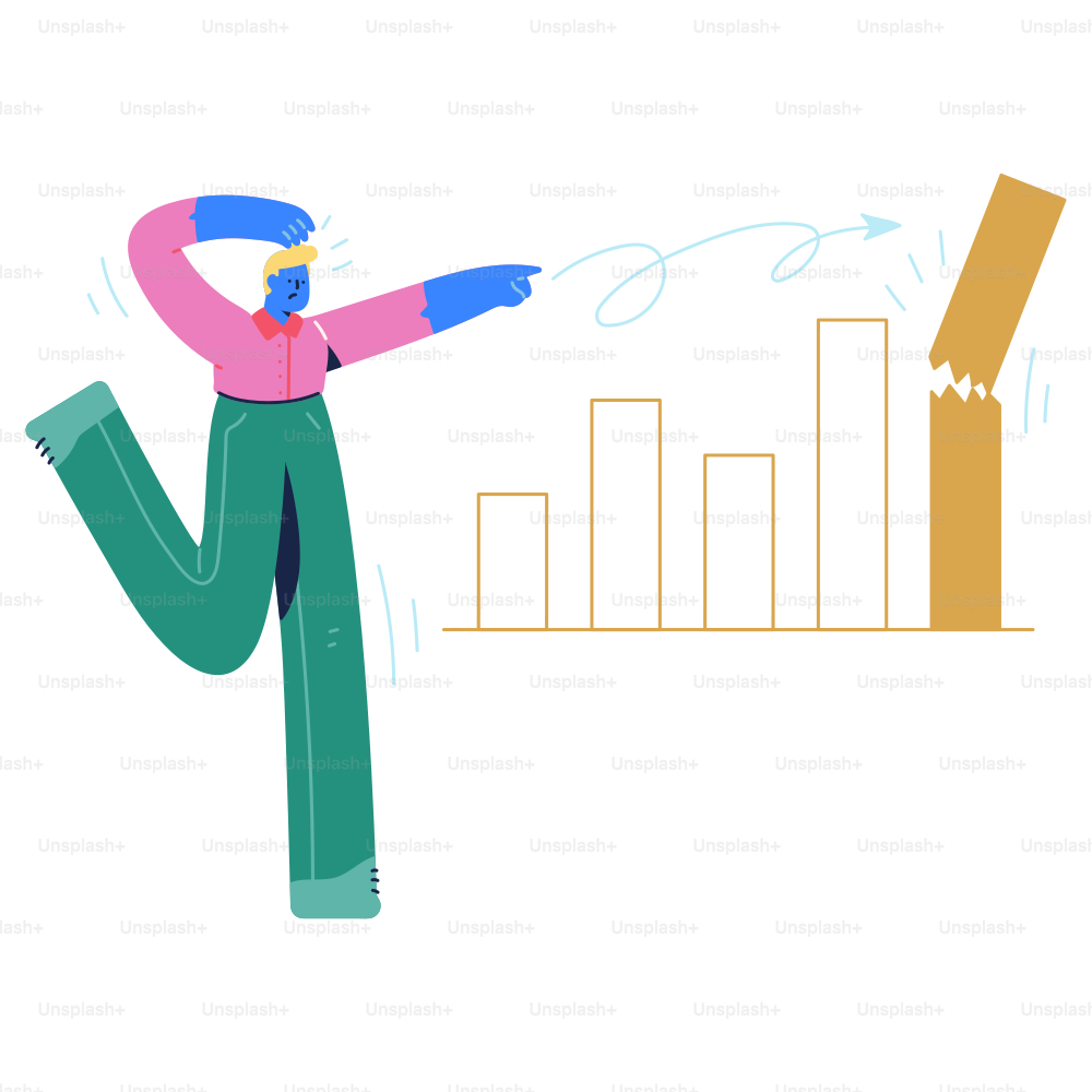 Una persona in piedi davanti a un grafico a barre