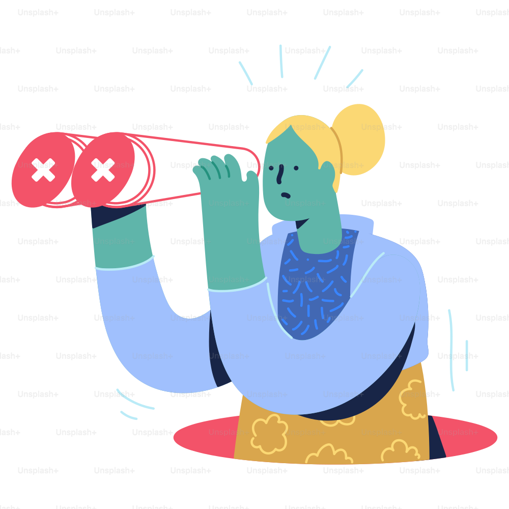 A woman holding a red object in her hand