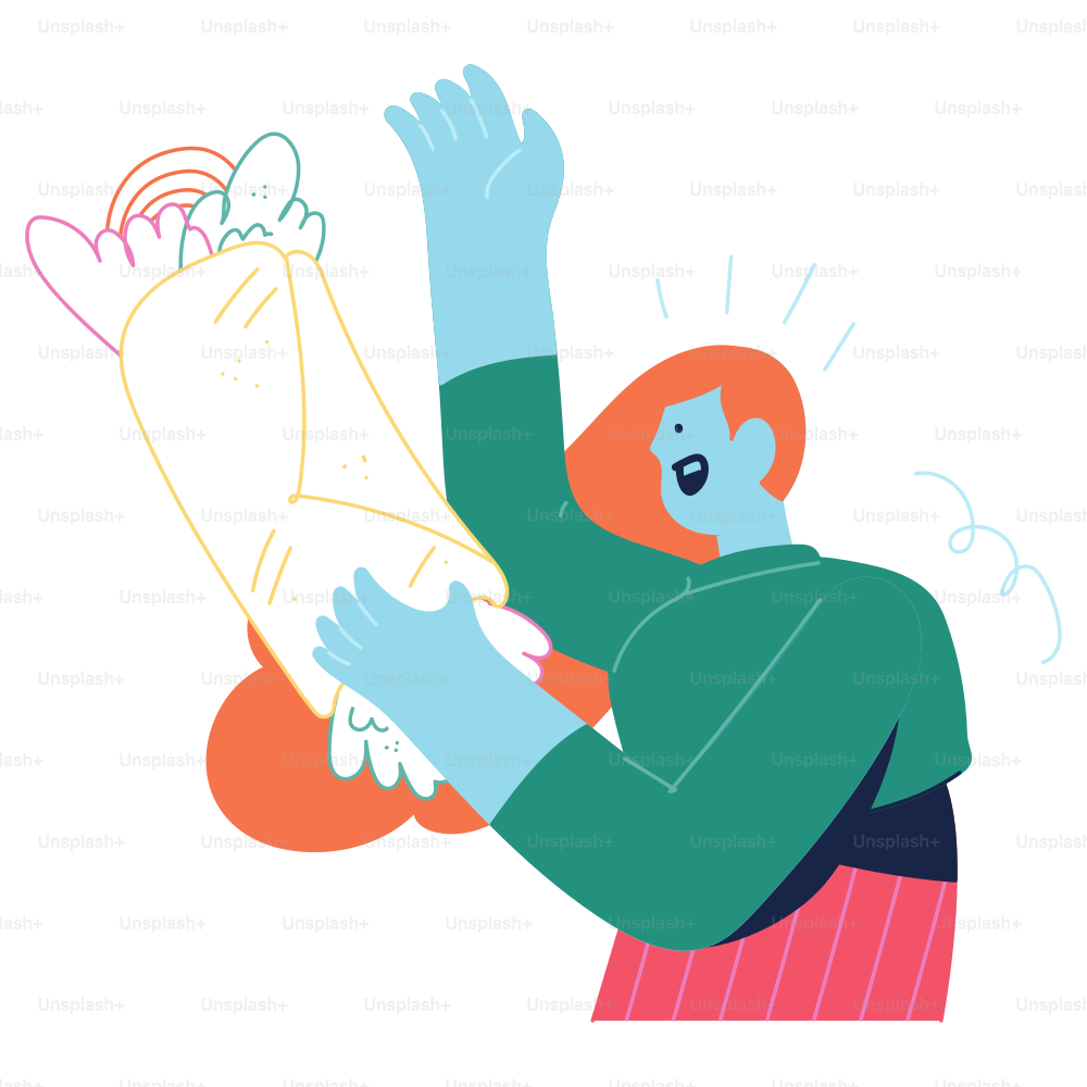 A woman holding a large object in her hands