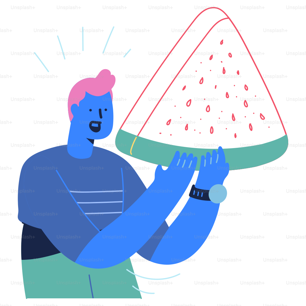 A man holding a tray with watermelon on it