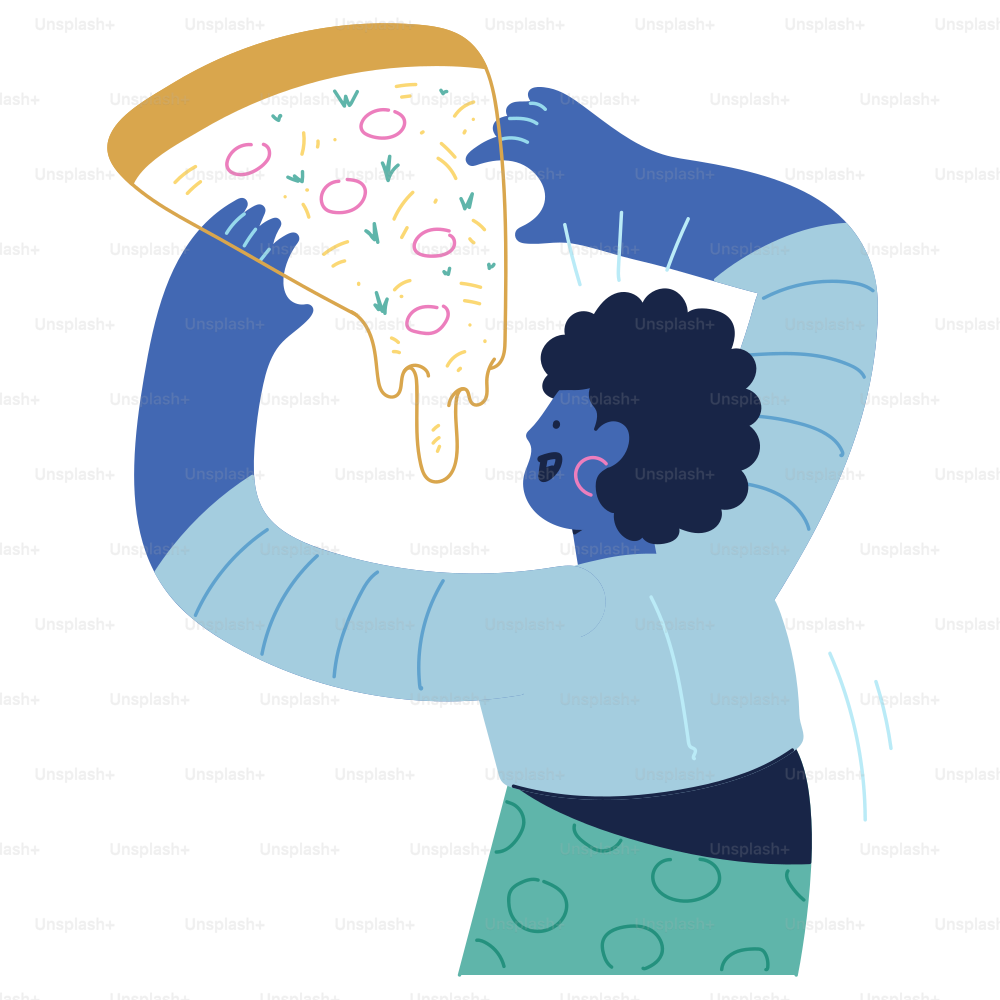 Una persona sosteniendo una porción de pizza frente a su cara
