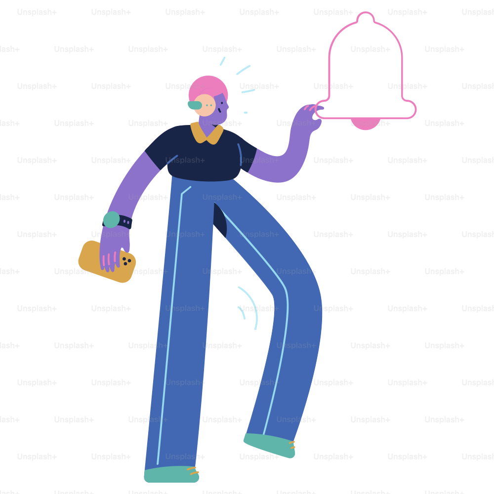 A man holding a tray with a bell on it