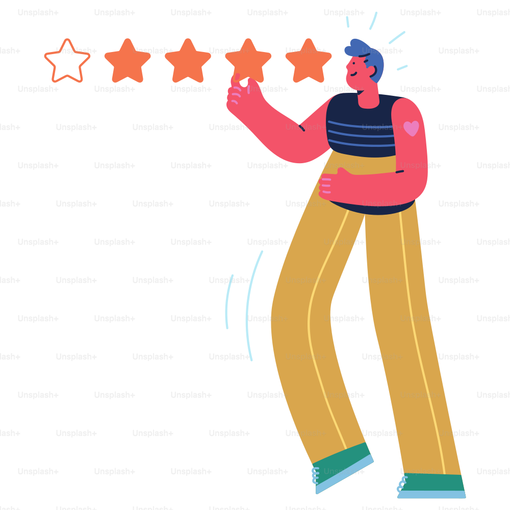 A man standing in front of five stars