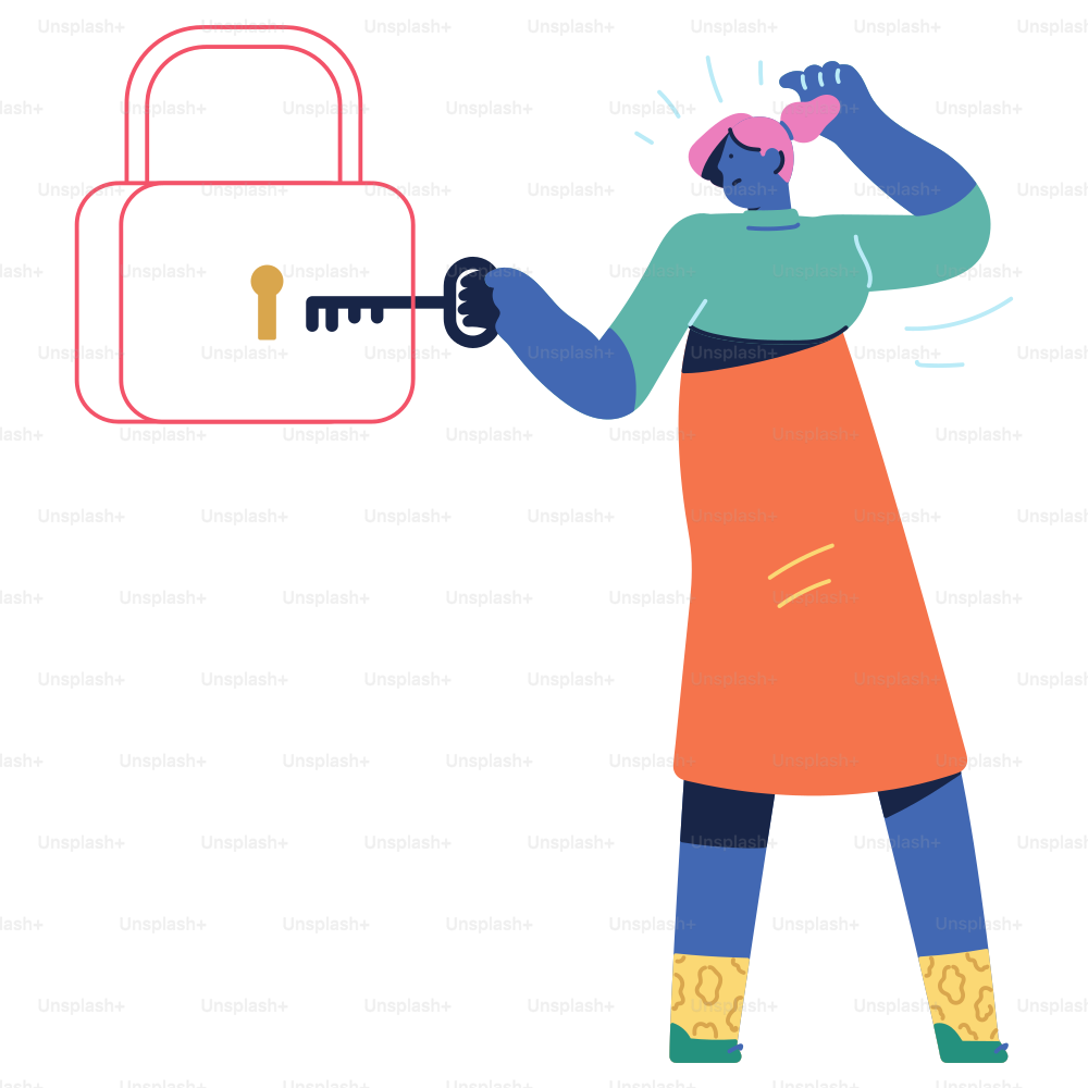 A woman holding a key to a lock