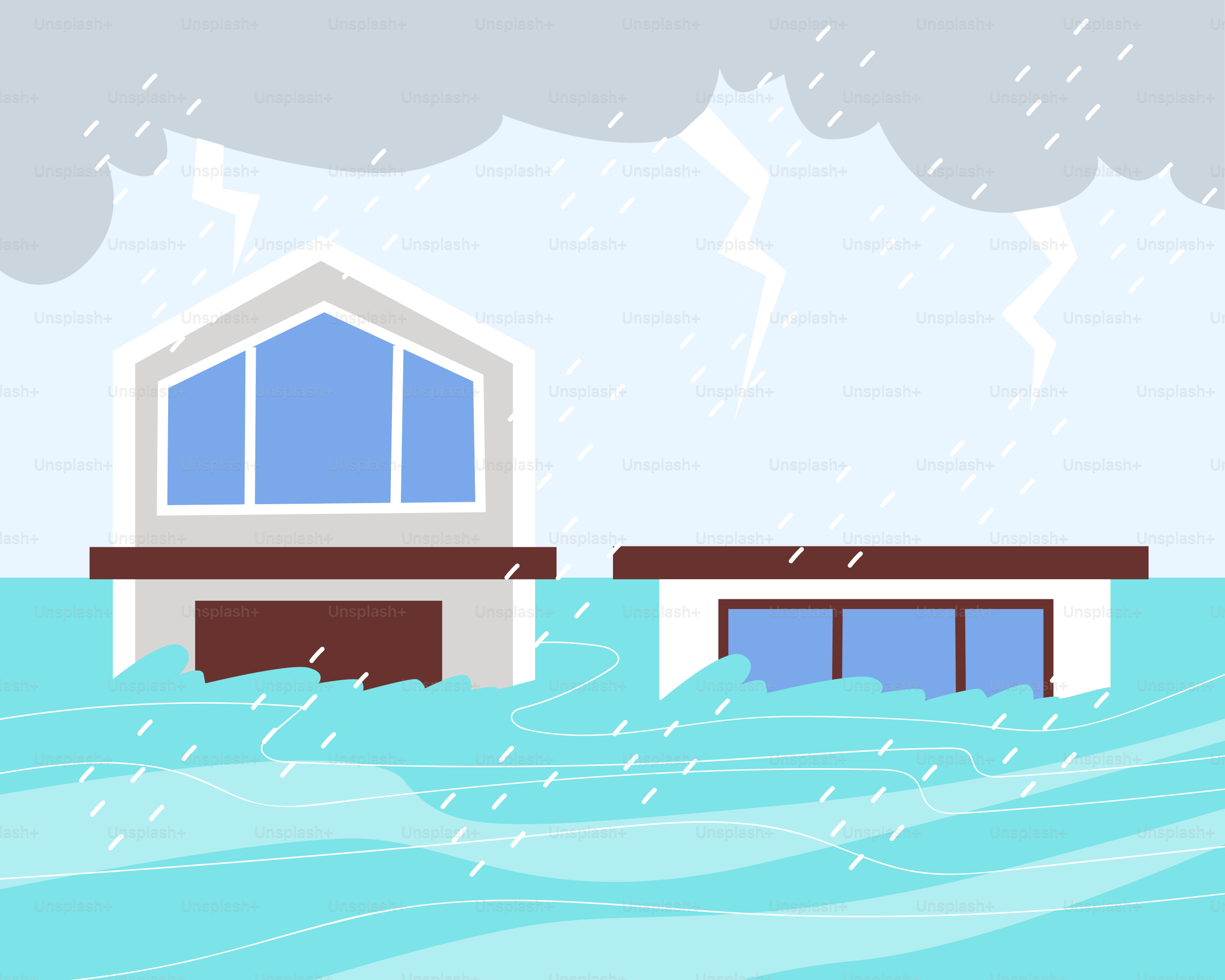 A house in the middle of a flooded area