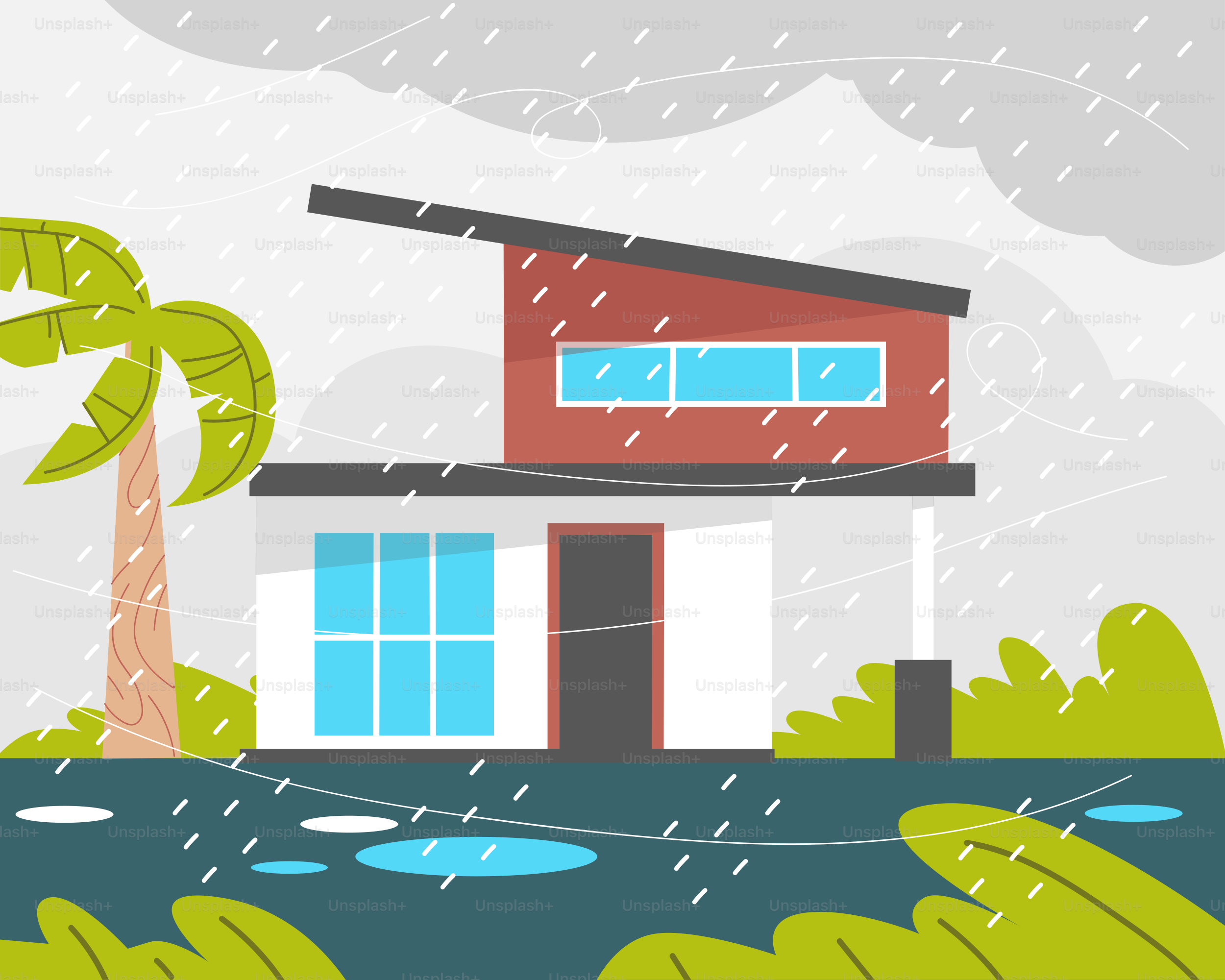 A house in the middle of a flooded street