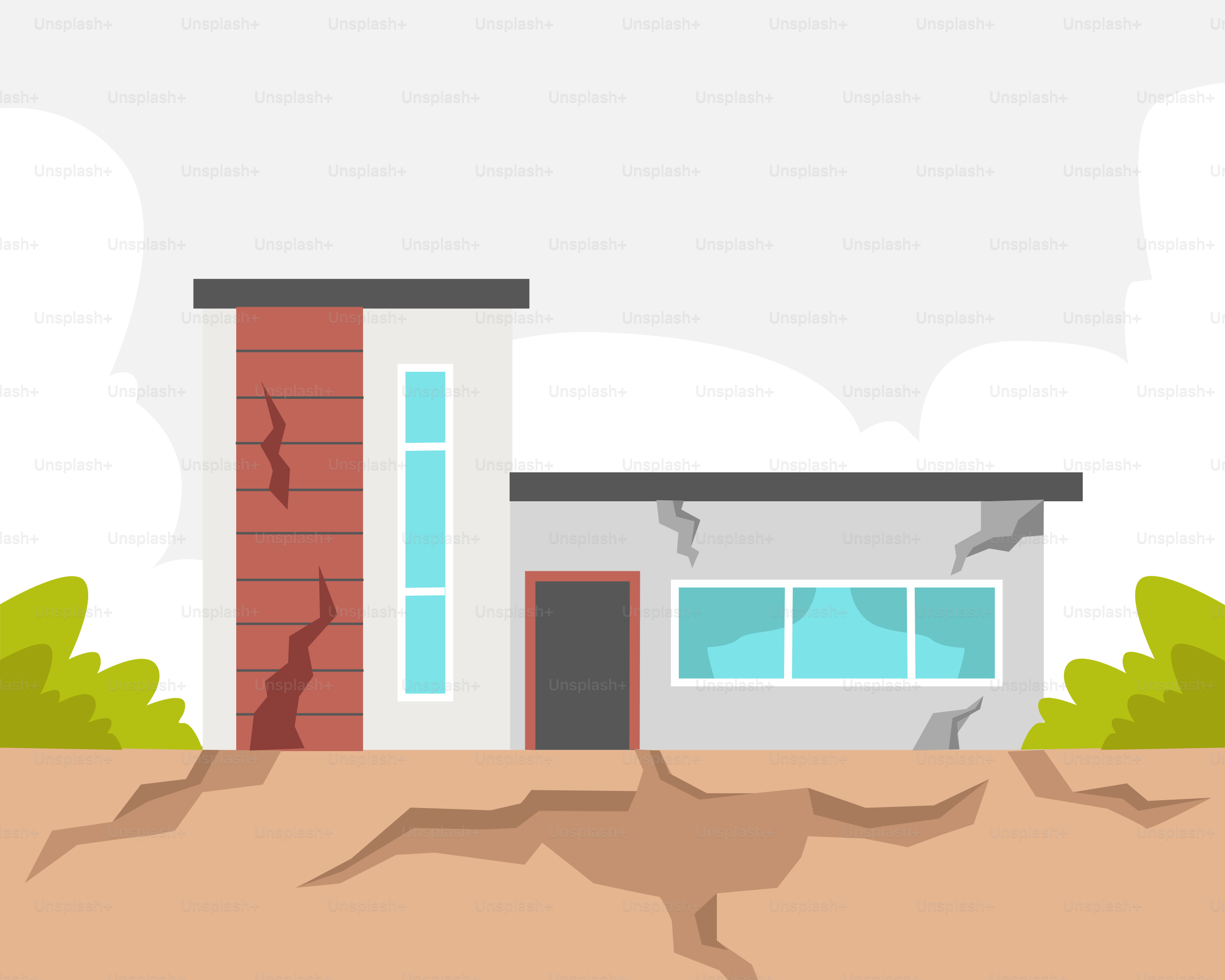 A house with a hole in the ground